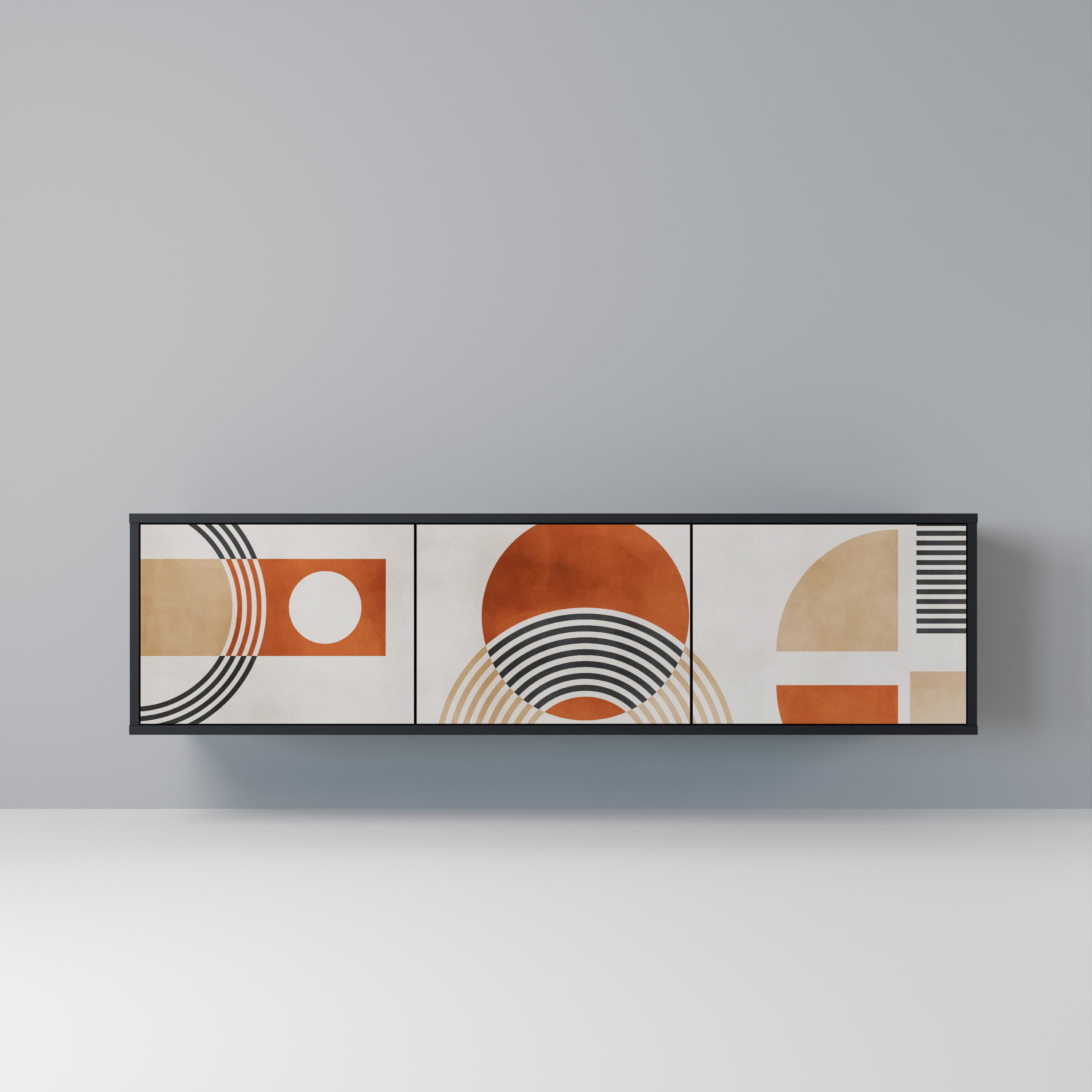 Mueble de TV de 3 puertas SPACE AROUND con acabado negro