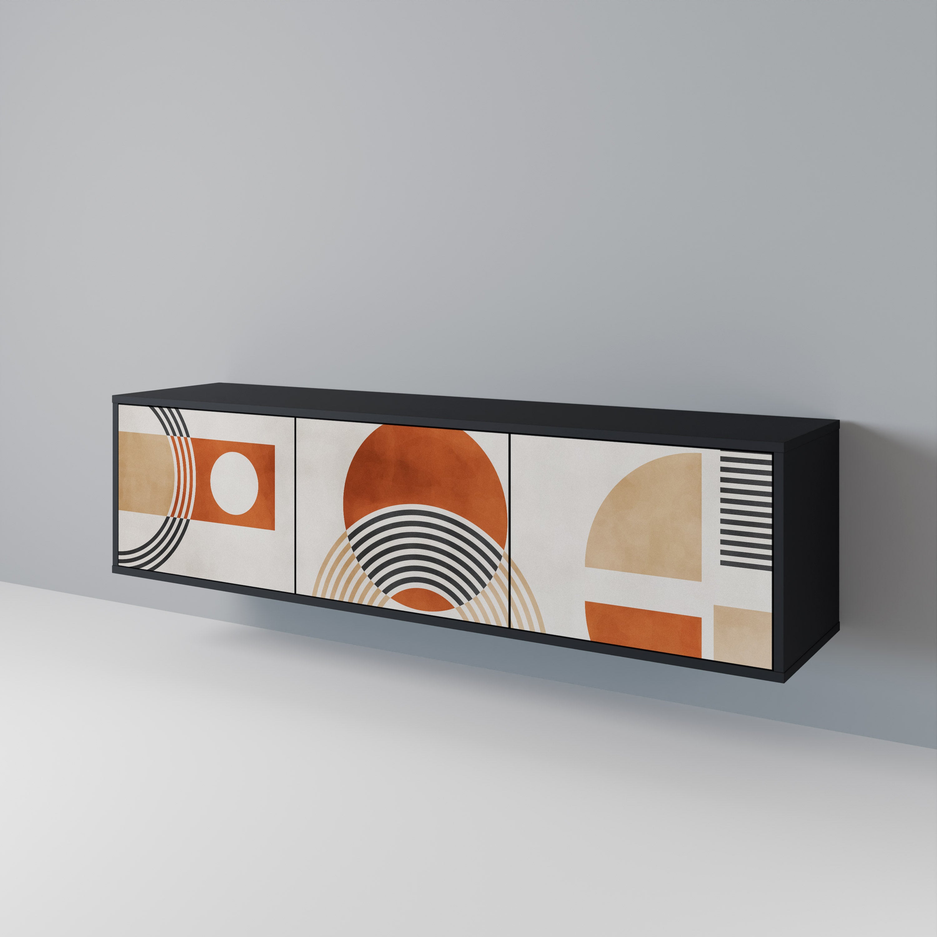 Mueble de TV de 3 puertas SPACE AROUND con acabado negro
