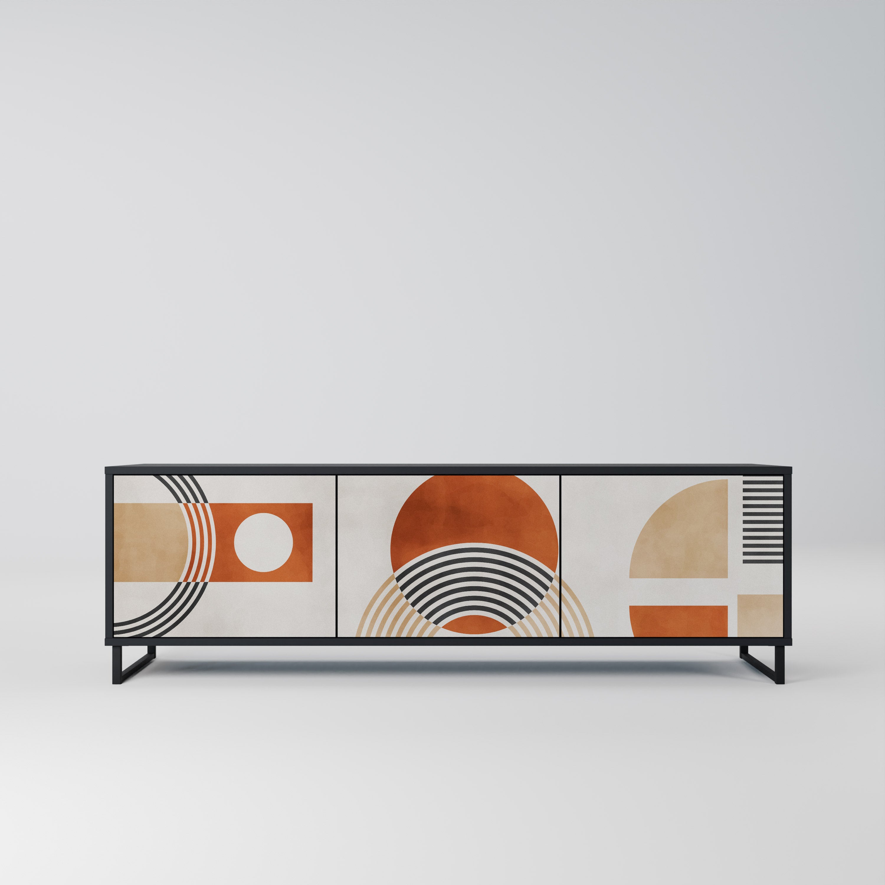 Mueble de TV de 3 puertas SPACE AROUND con acabado negro