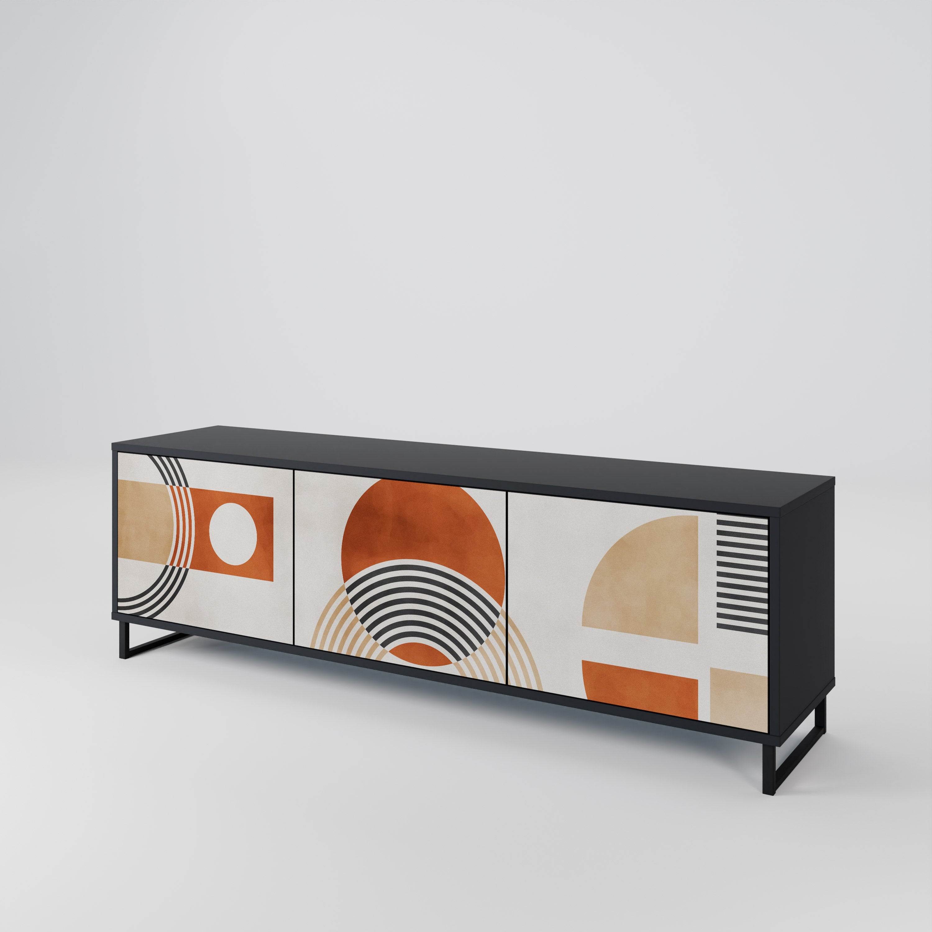 Mueble de TV de 3 puertas SPACE AROUND con acabado negro