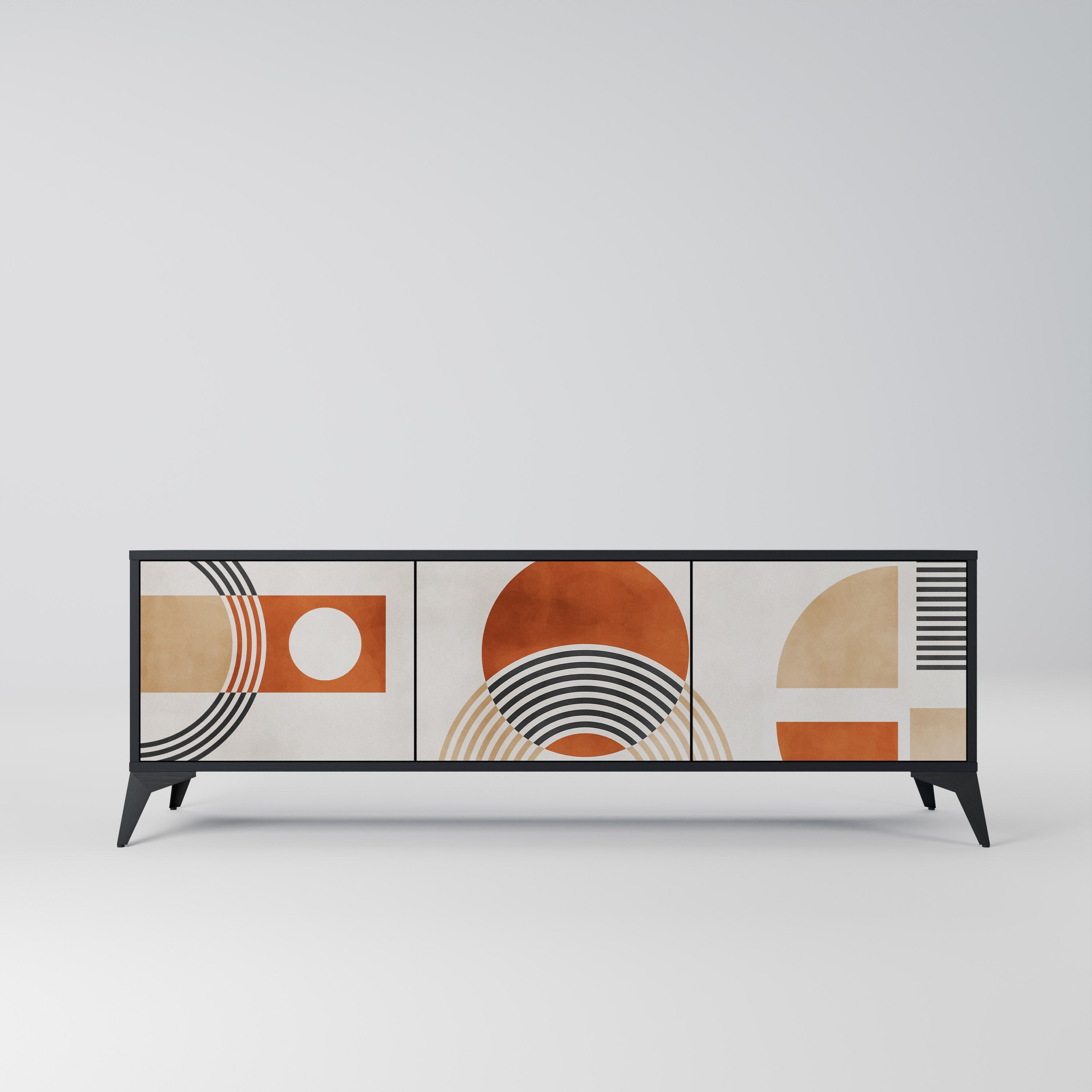 Mueble de TV de 3 puertas SPACE AROUND con acabado negro