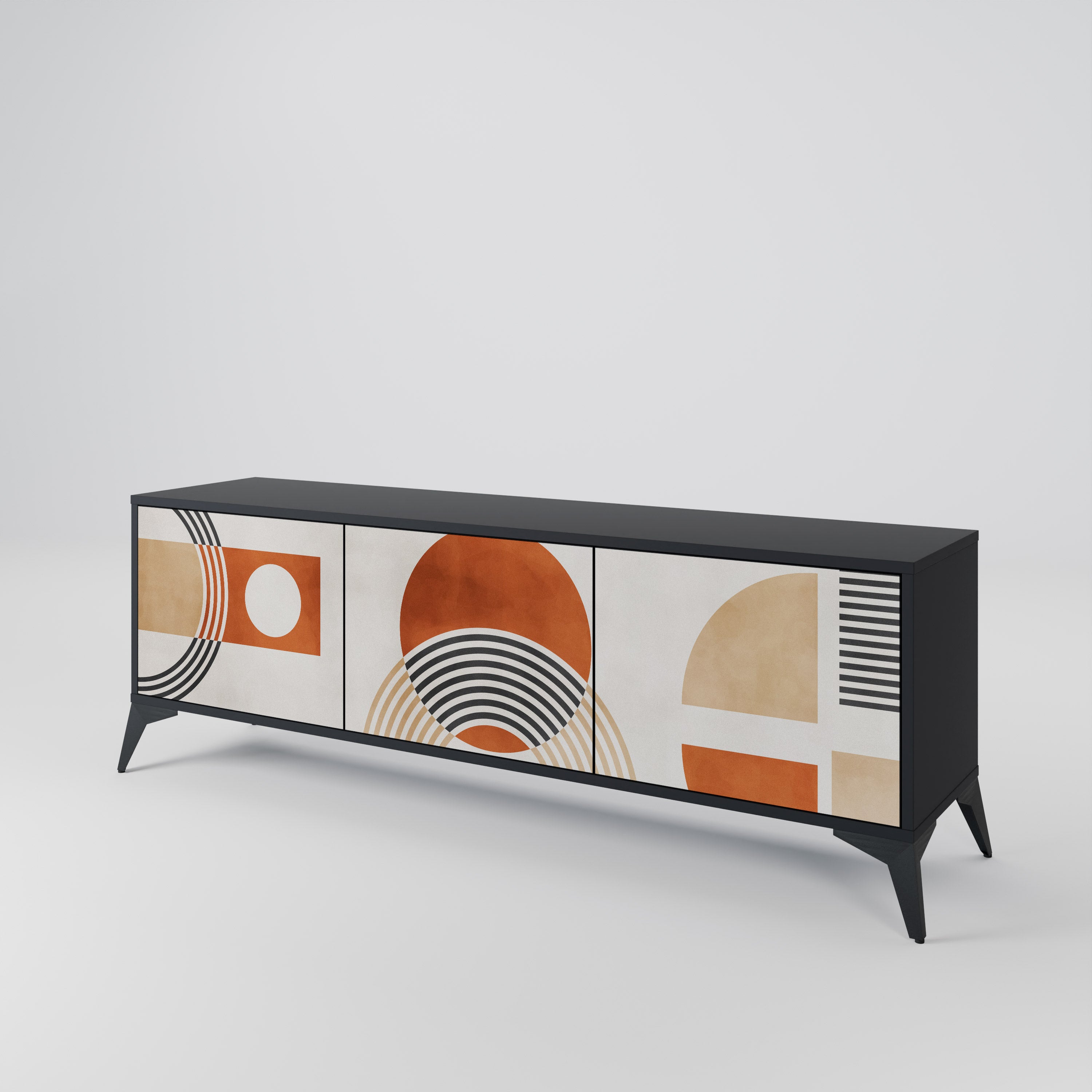 Mueble de TV de 3 puertas SPACE AROUND con acabado negro