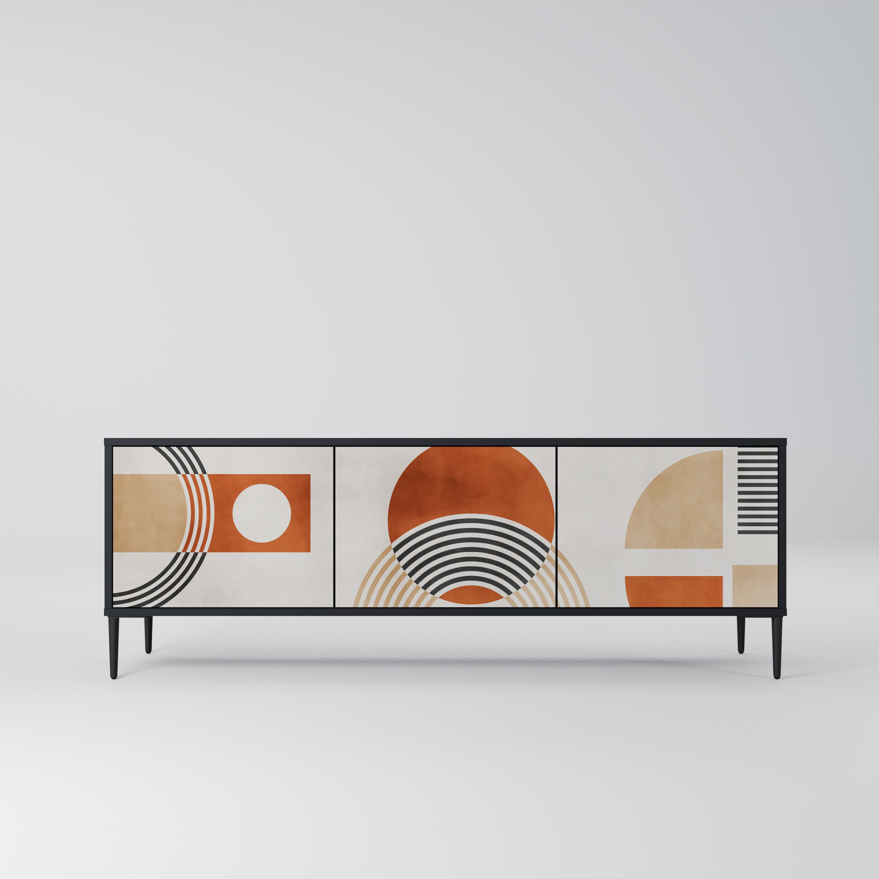 Mueble de TV de 3 puertas SPACE AROUND con acabado negro