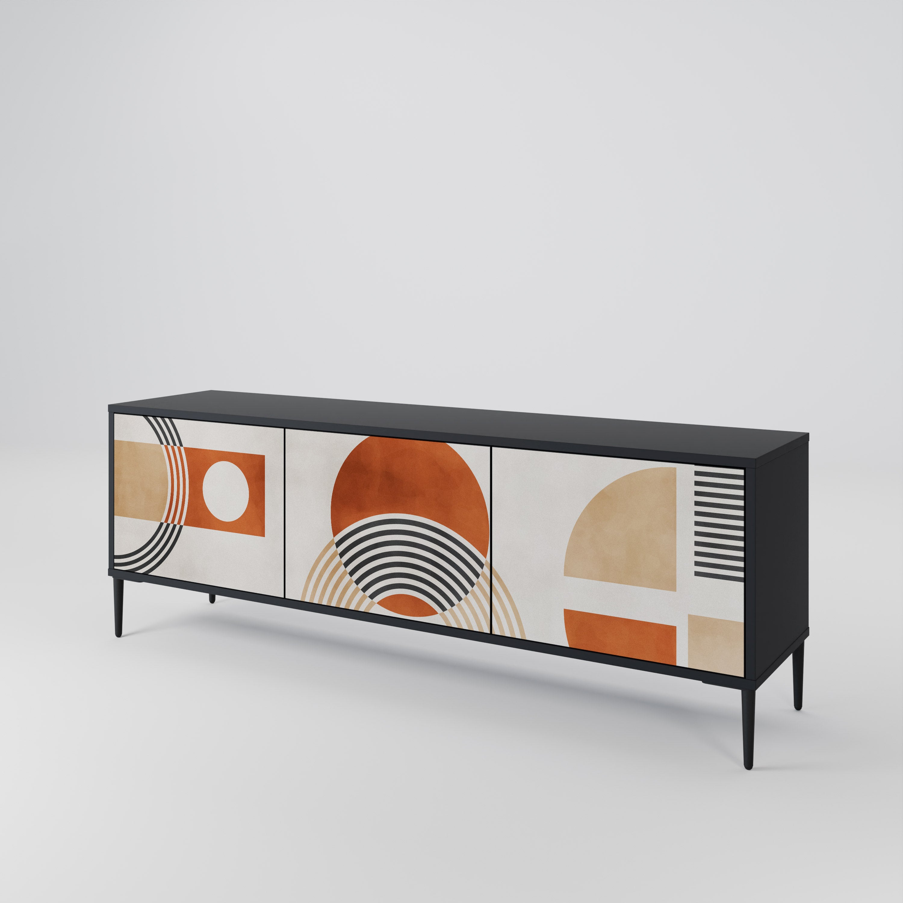 Mueble de TV de 3 puertas SPACE AROUND con acabado negro