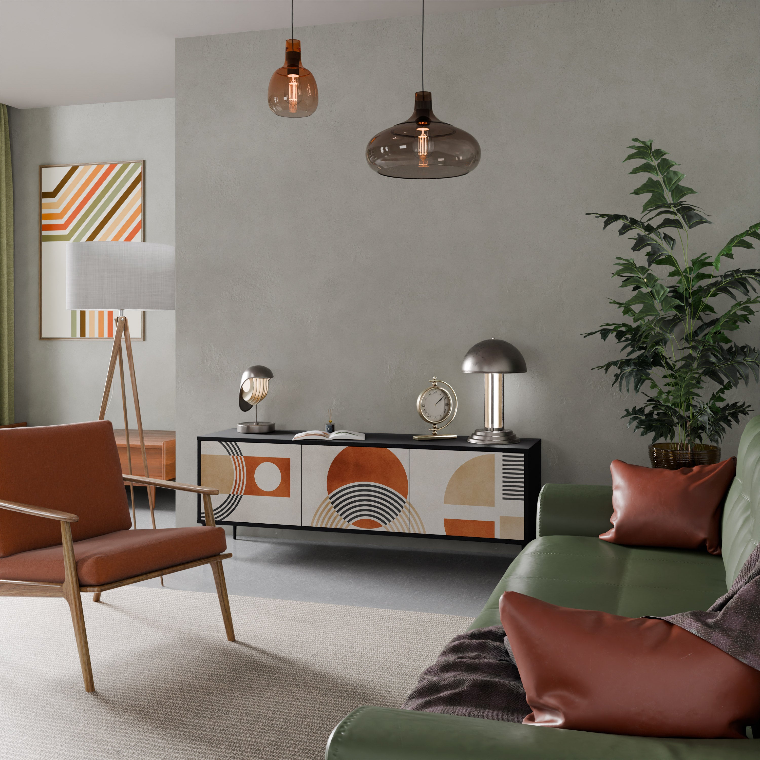 Mueble de TV de 3 puertas SPACE AROUND con acabado negro