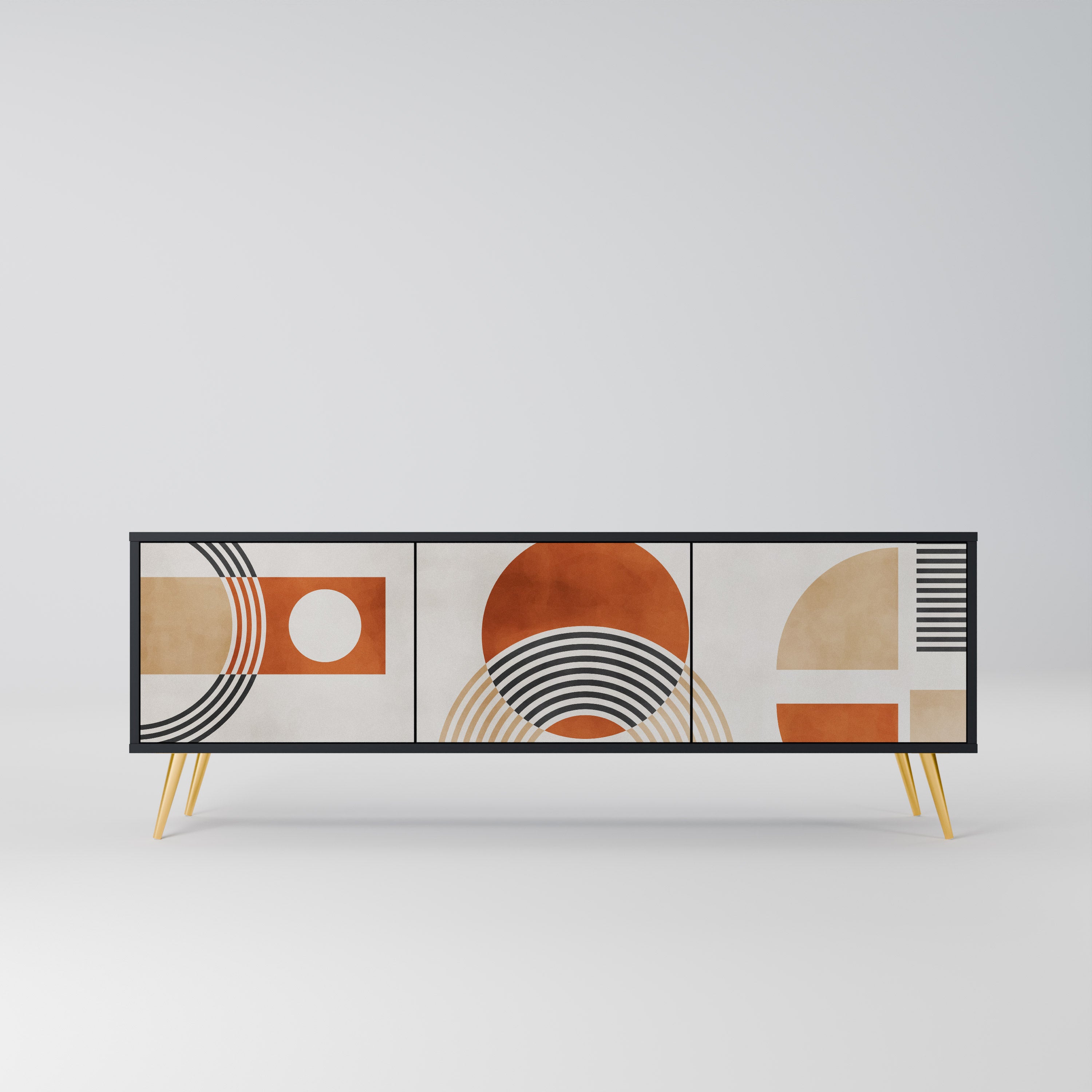 Mueble de TV de 3 puertas SPACE AROUND con acabado negro