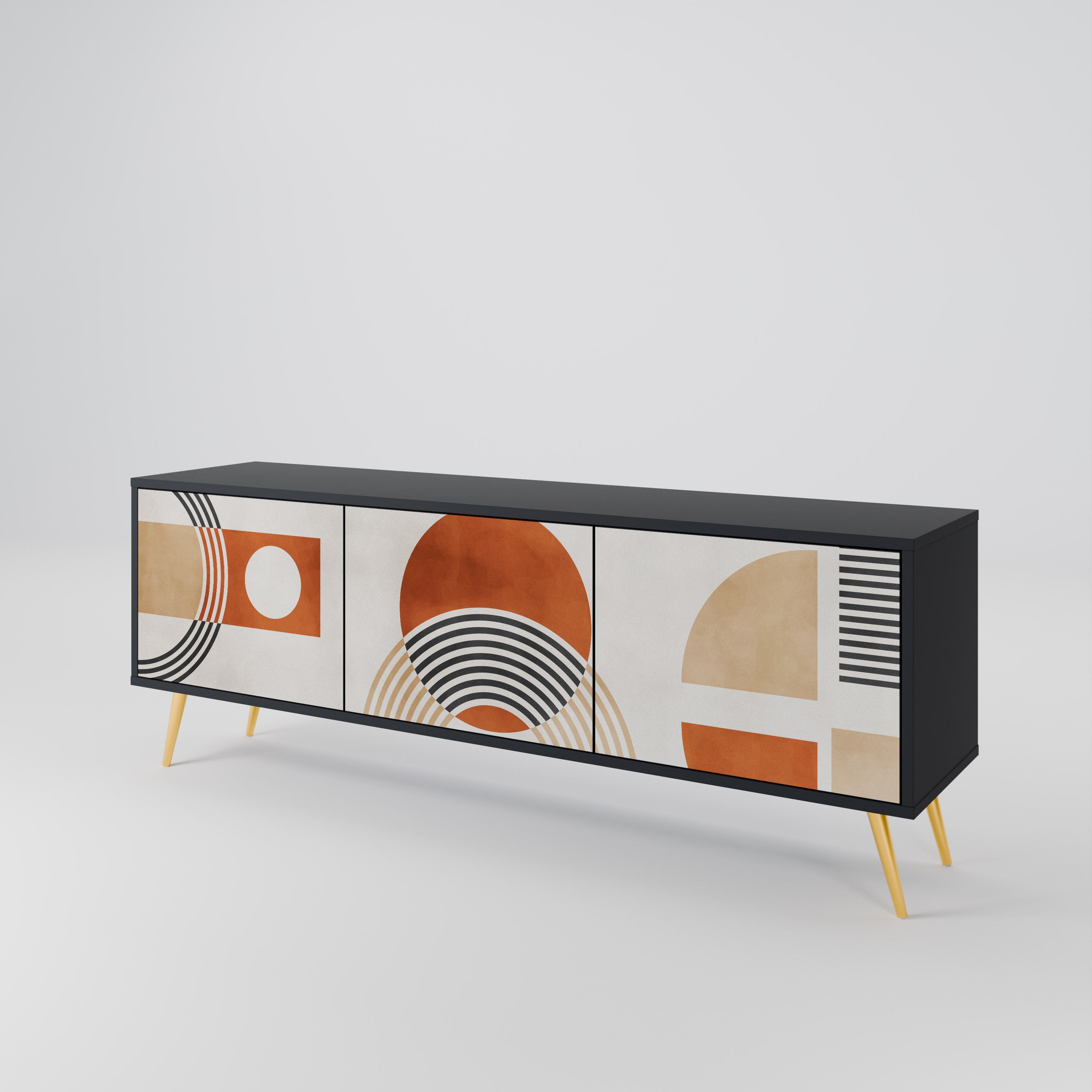 Mueble de TV de 3 puertas SPACE AROUND con acabado negro