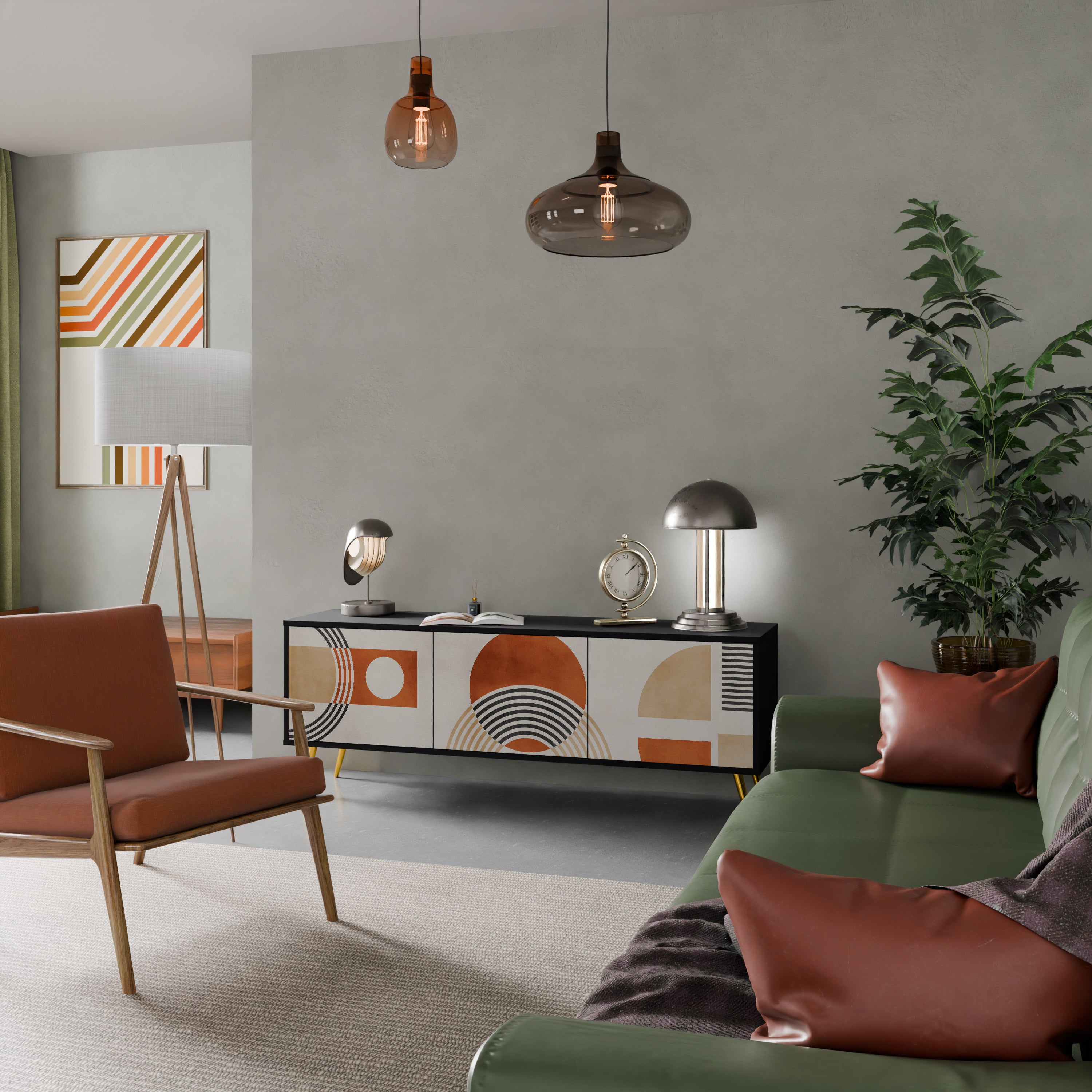 Mueble de TV de 3 puertas SPACE AROUND con acabado negro