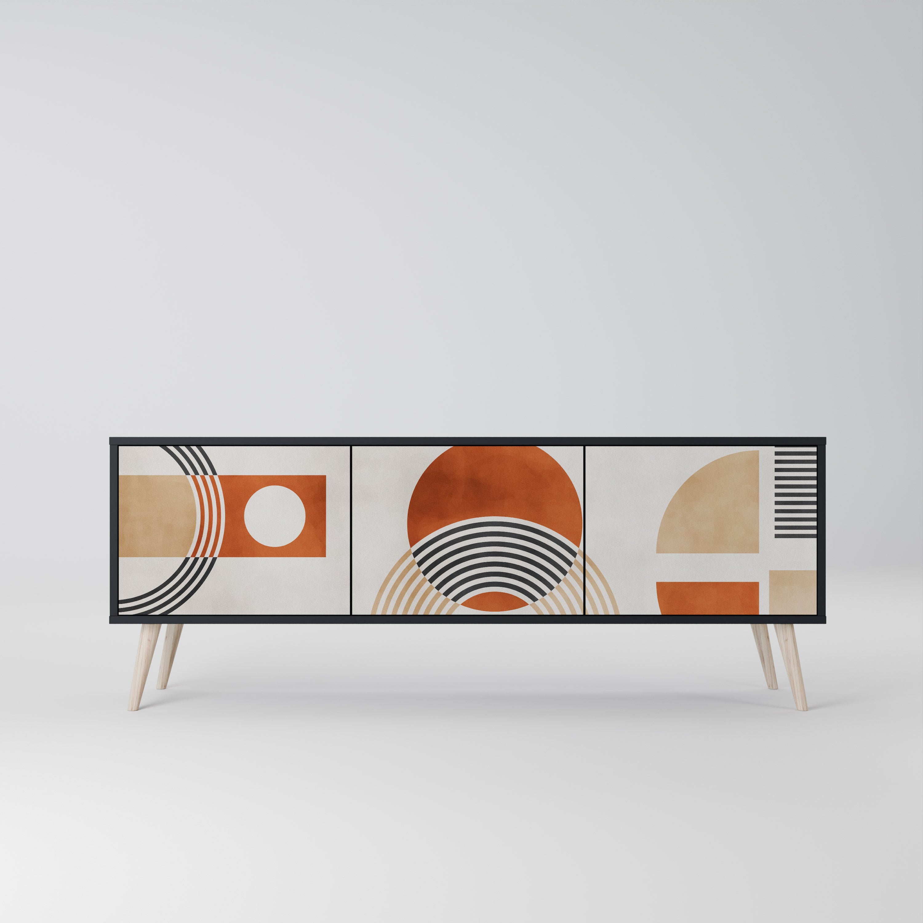 Mueble de TV de 3 puertas SPACE AROUND con acabado negro