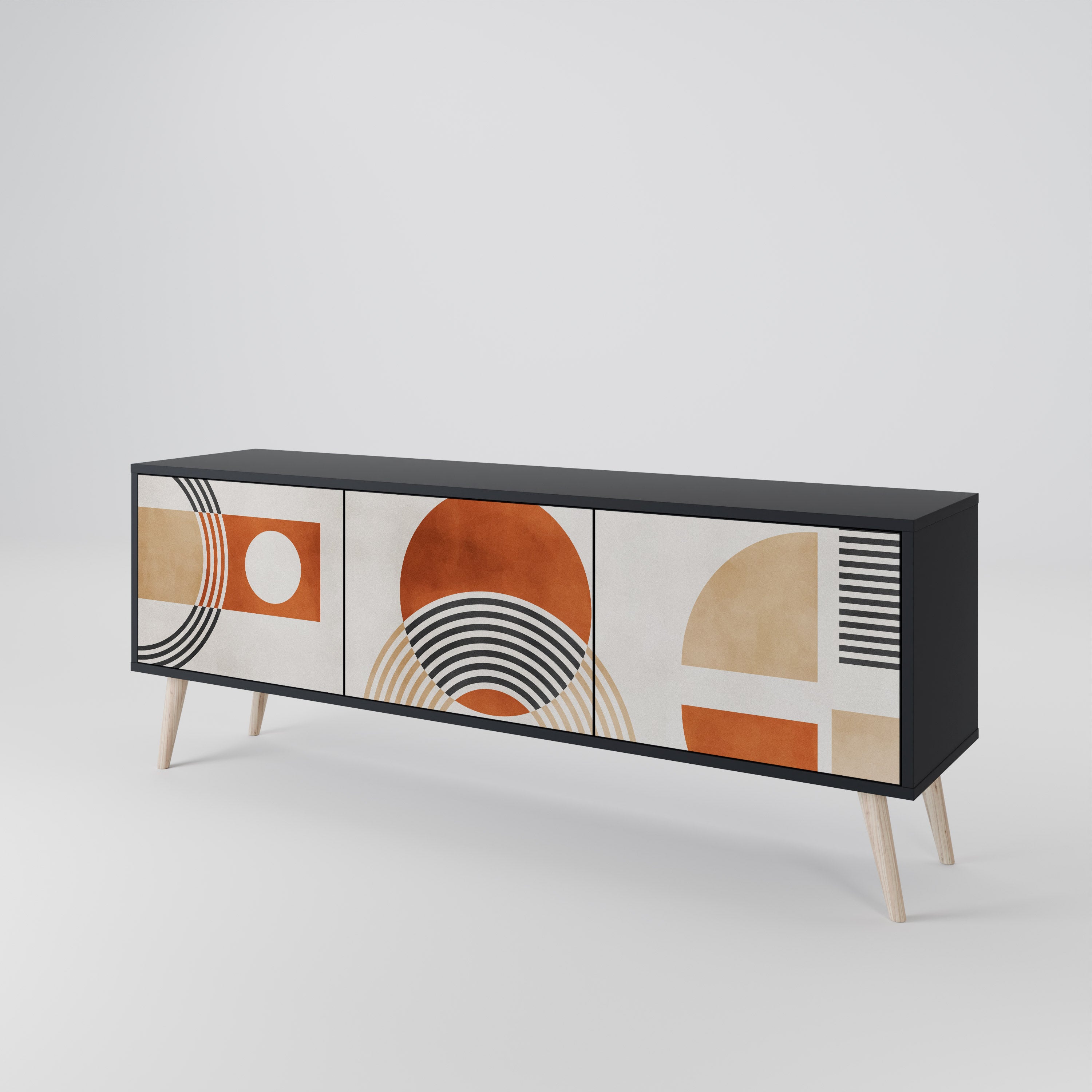 Mueble de TV de 3 puertas SPACE AROUND con acabado negro