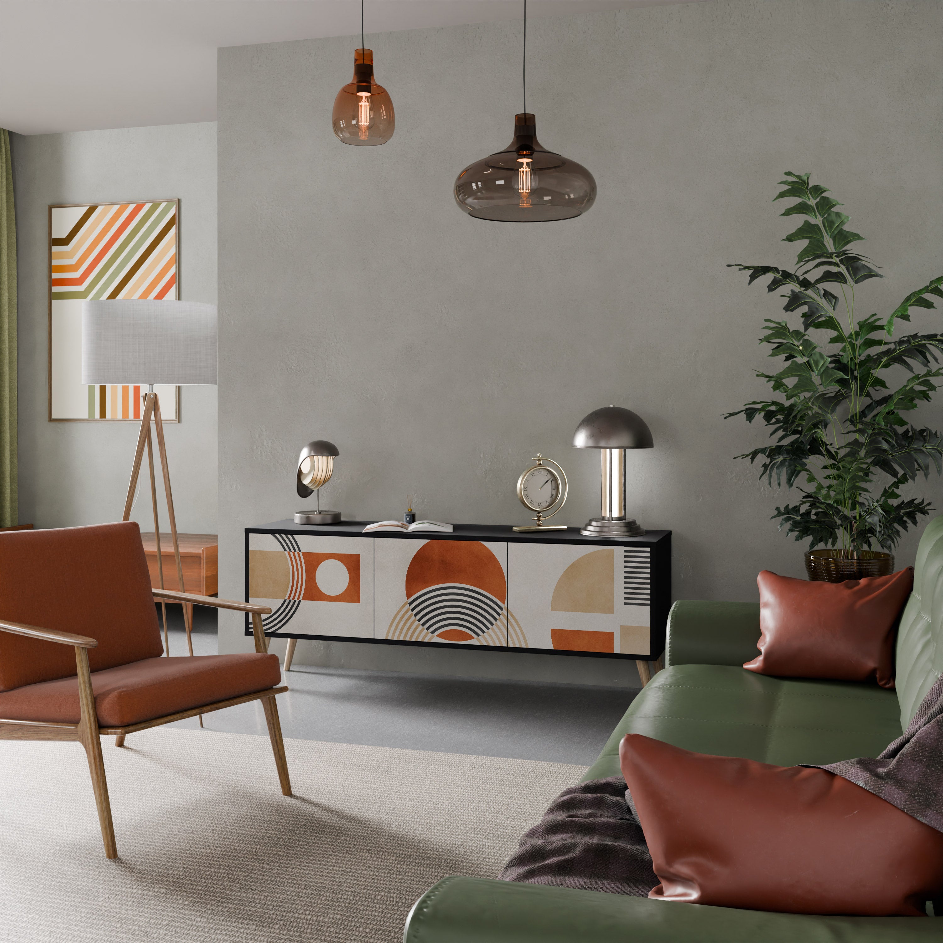 Mueble de TV de 3 puertas SPACE AROUND con acabado negro