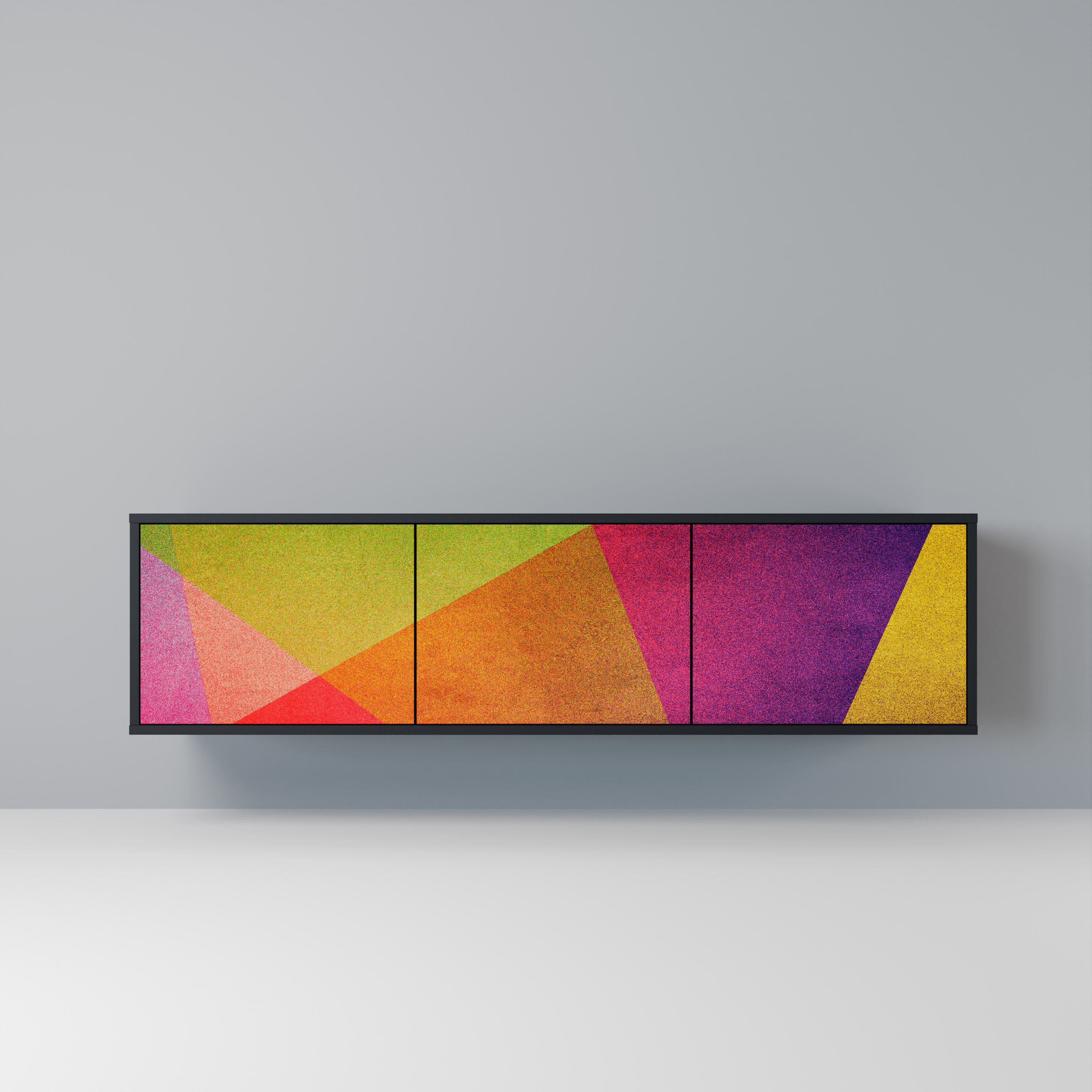 Mueble de TV de 3 puertas VIVID GEOMETRY con acabado negro