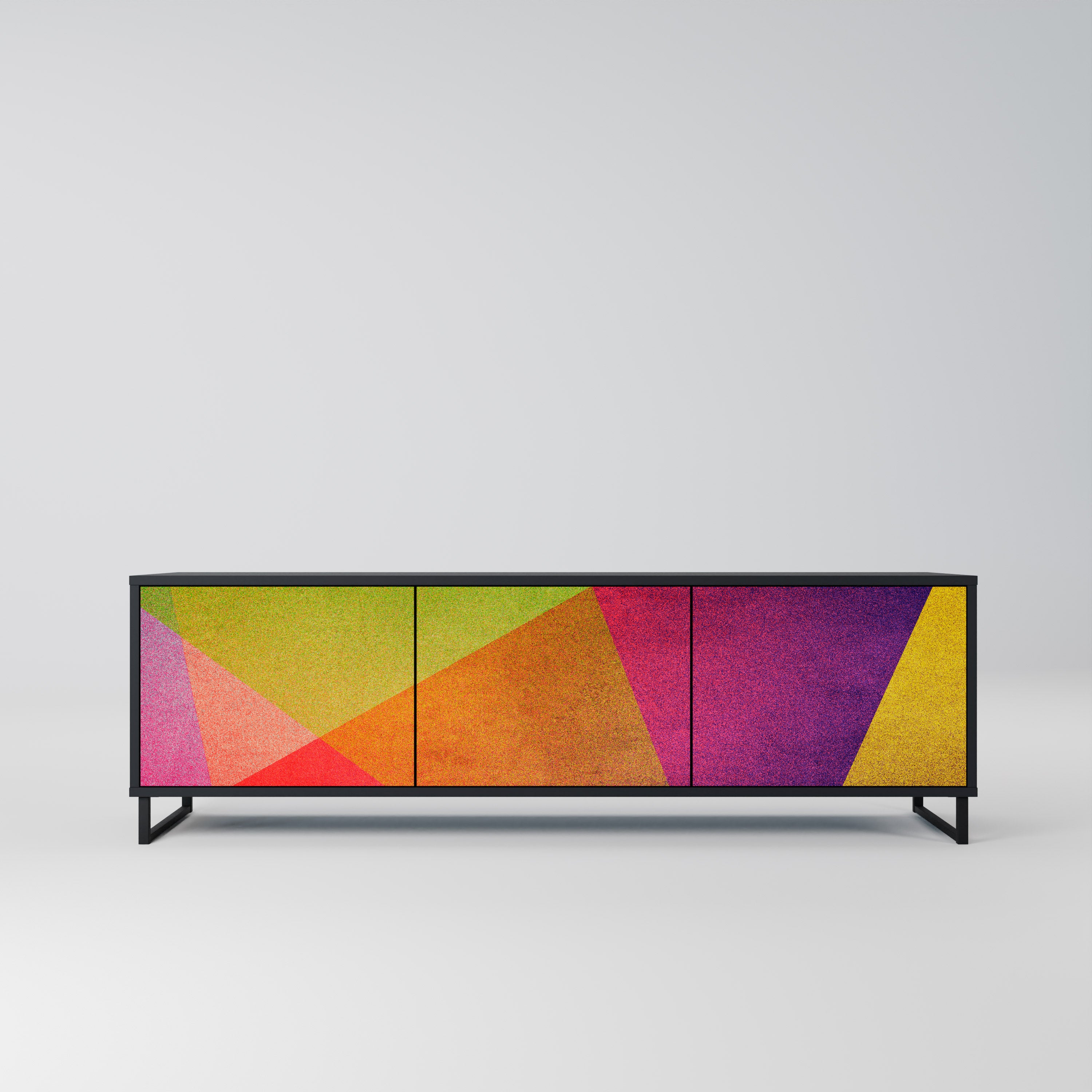 Mueble de TV de 3 puertas VIVID GEOMETRY con acabado negro