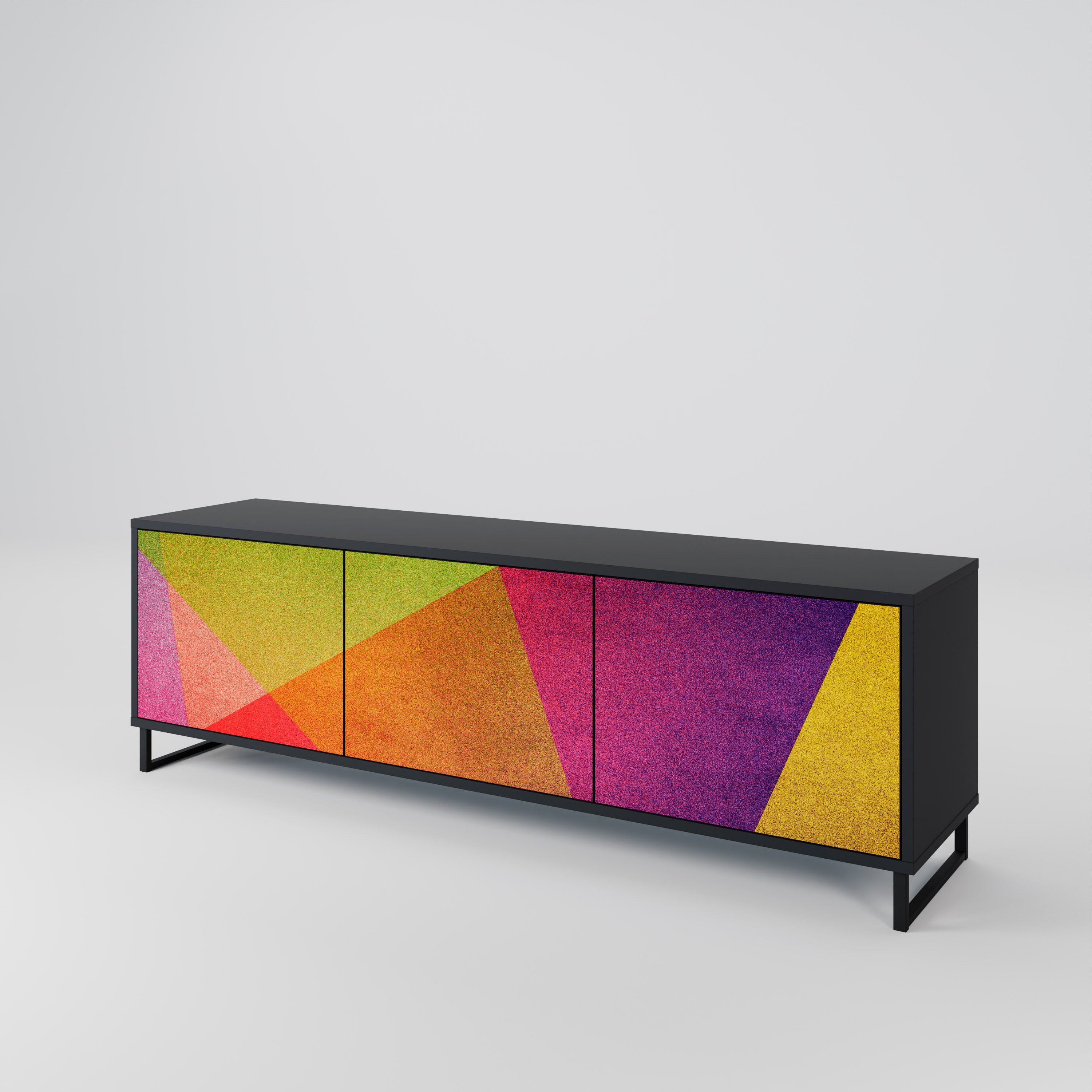 Mueble de TV de 3 puertas VIVID GEOMETRY con acabado negro