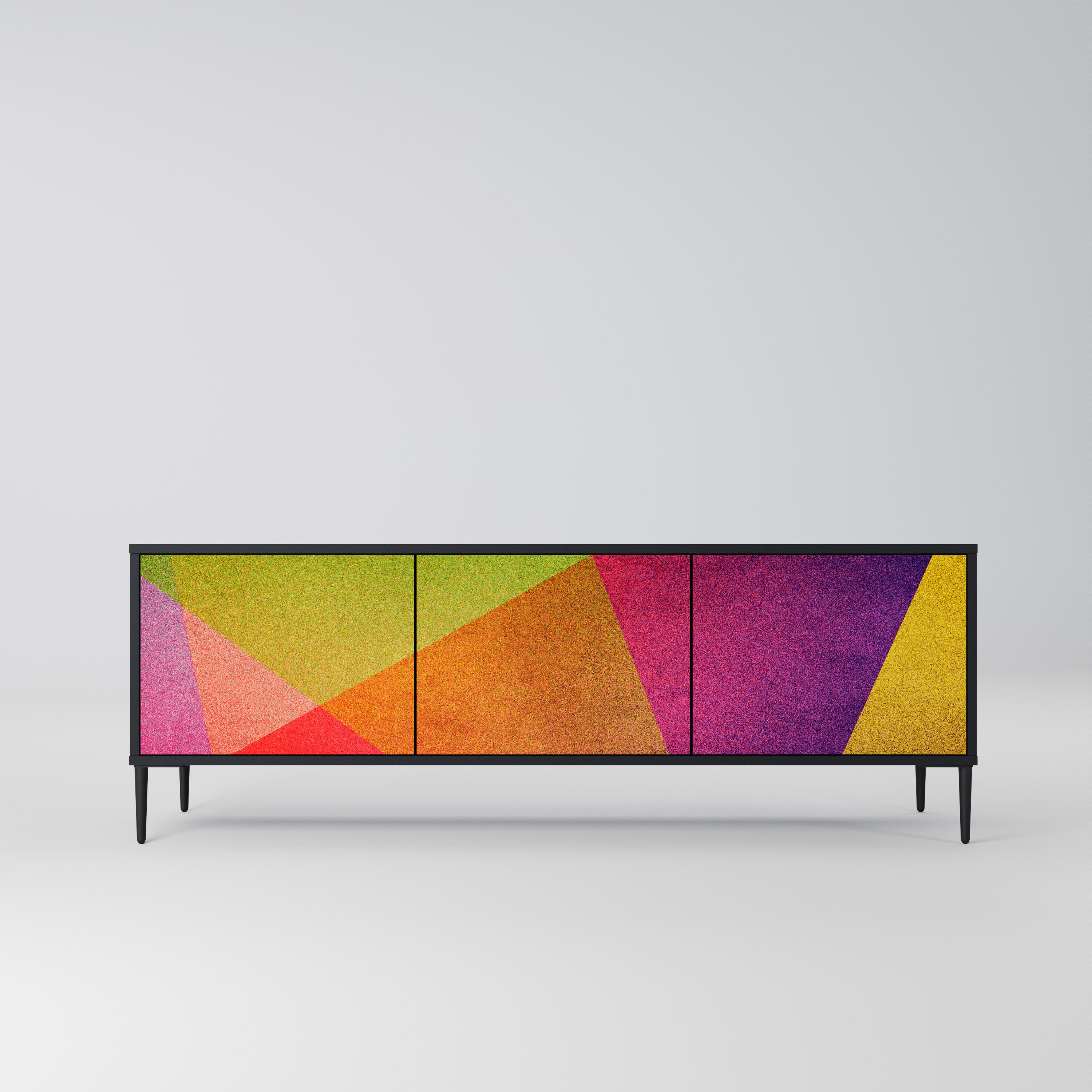 Mueble de TV de 3 puertas VIVID GEOMETRY con acabado negro
