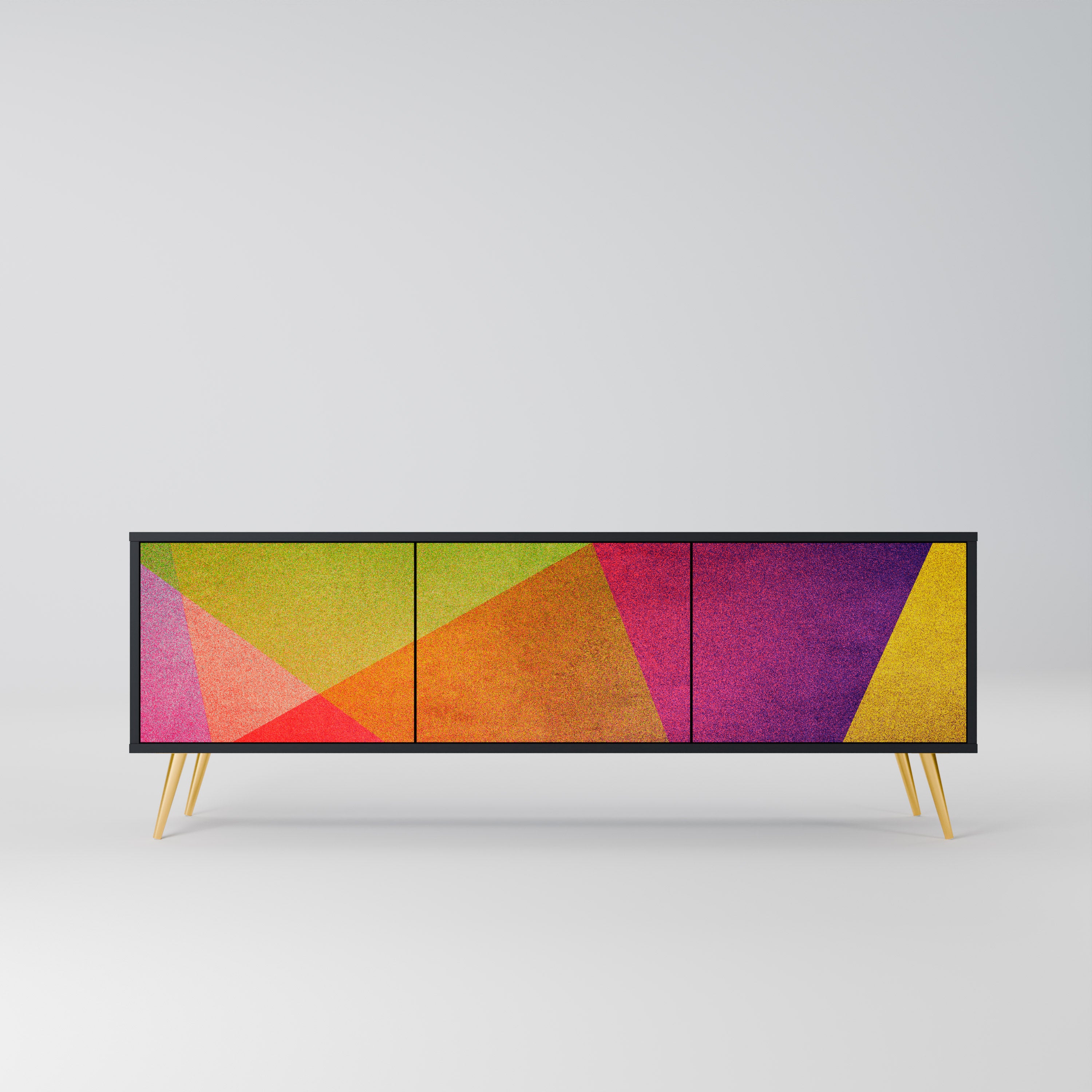 Mueble de TV de 3 puertas VIVID GEOMETRY con acabado negro