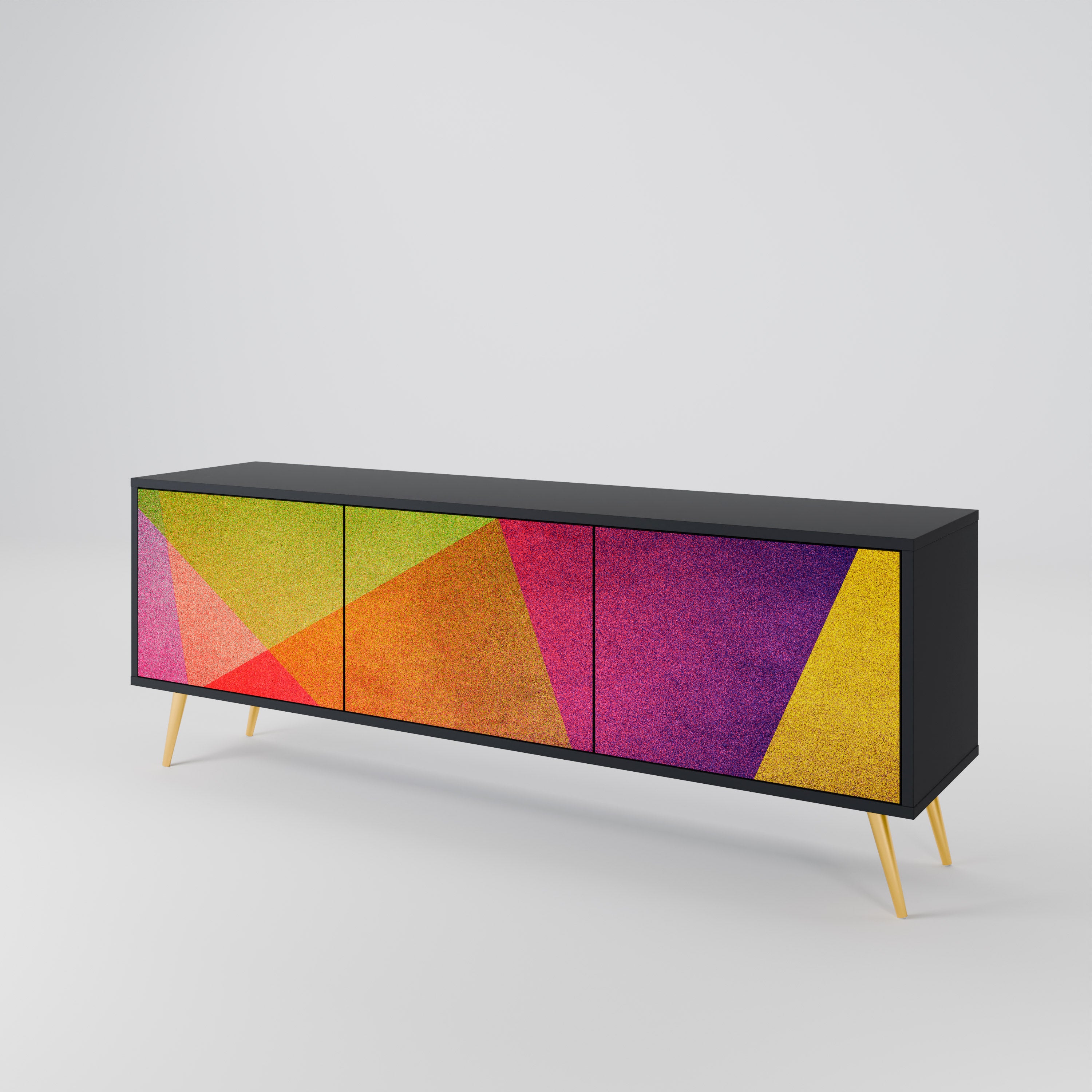 Mueble de TV de 3 puertas VIVID GEOMETRY con acabado negro
