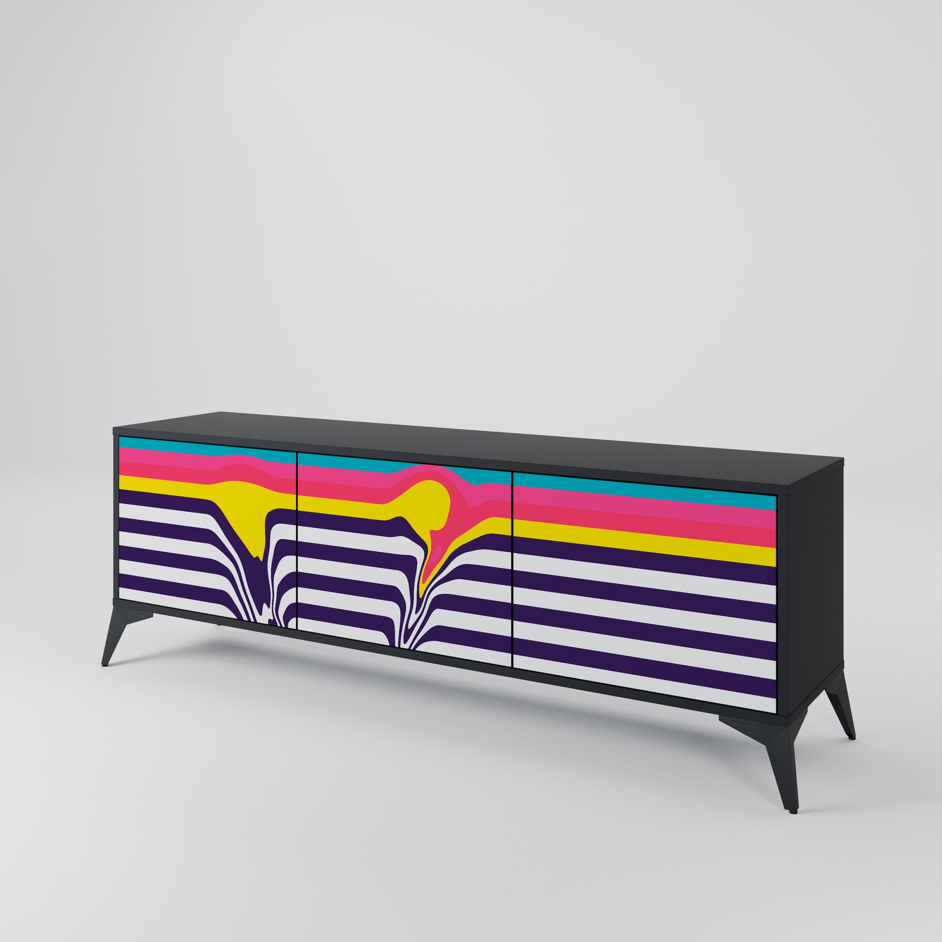 Mueble para TV TONE COLLAPSE de 3 puertas con acabado negro