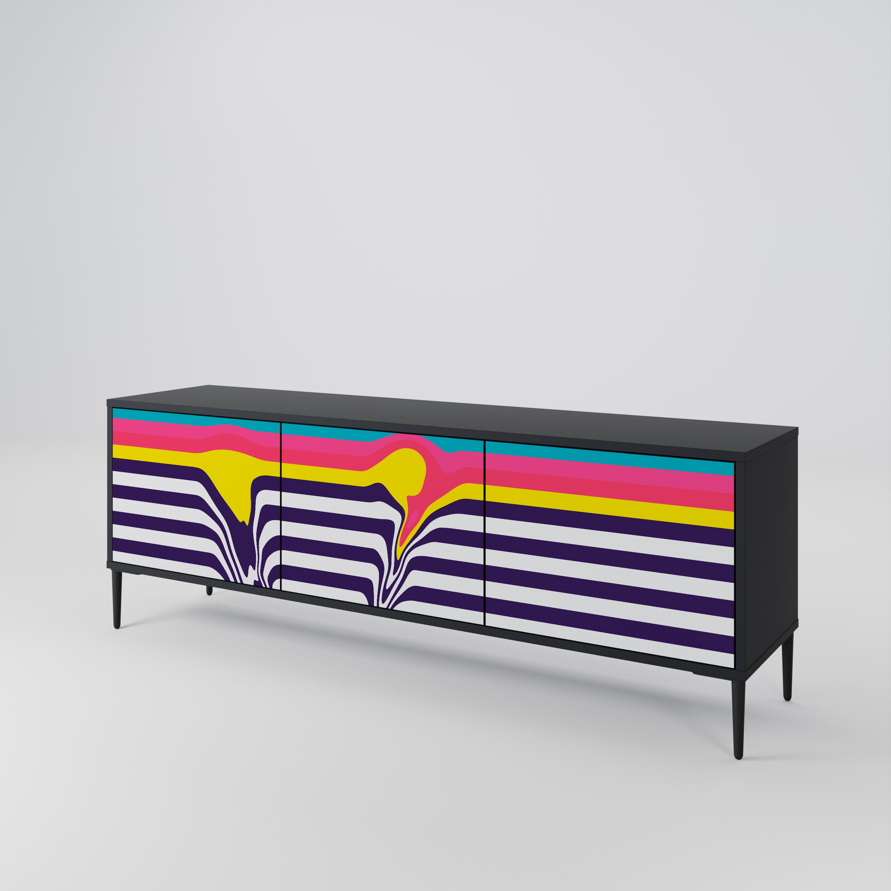 Mueble para TV TONE COLLAPSE de 3 puertas con acabado negro