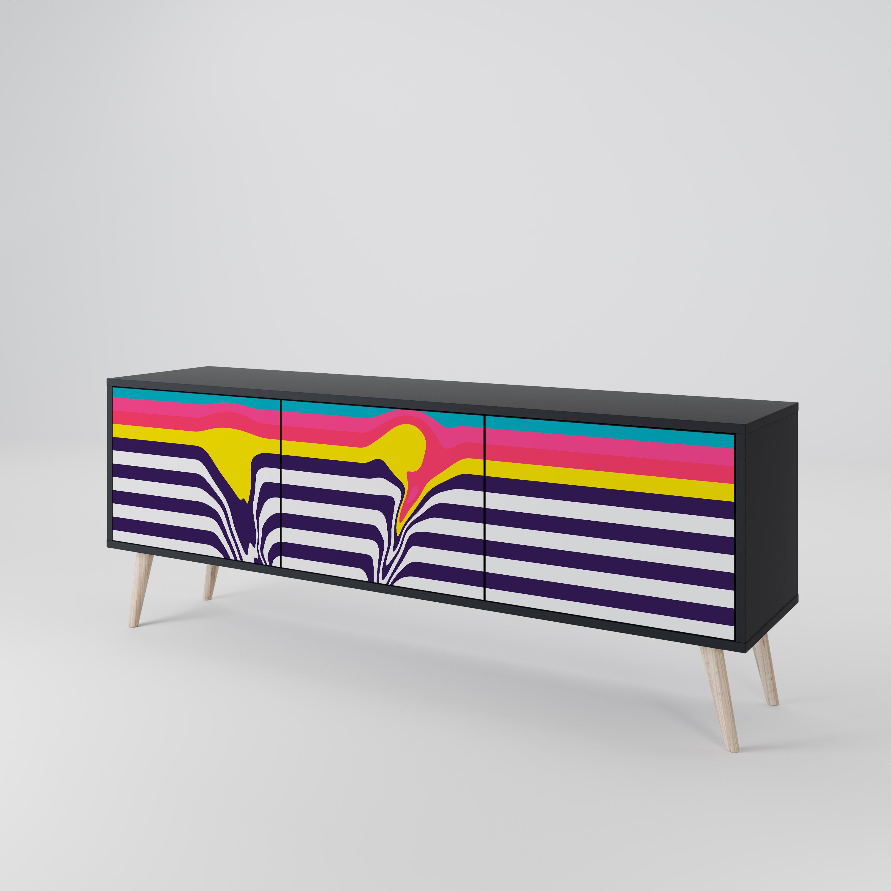Mueble para TV TONE COLLAPSE de 3 puertas con acabado negro