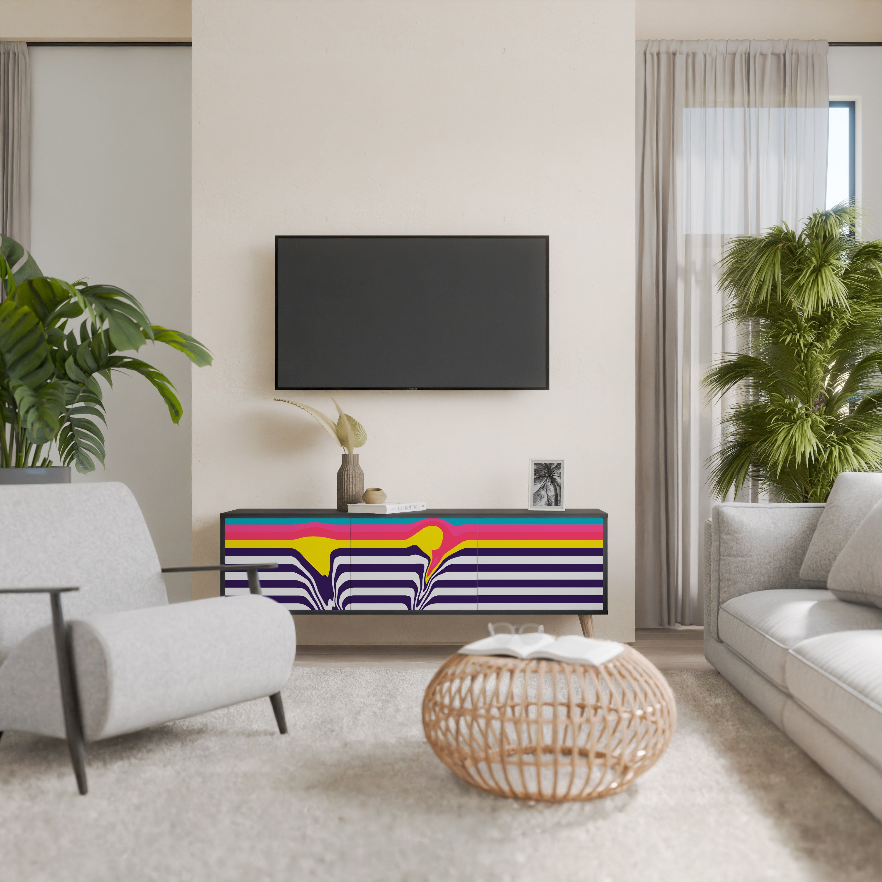 Mueble para TV TONE COLLAPSE de 3 puertas con acabado negro