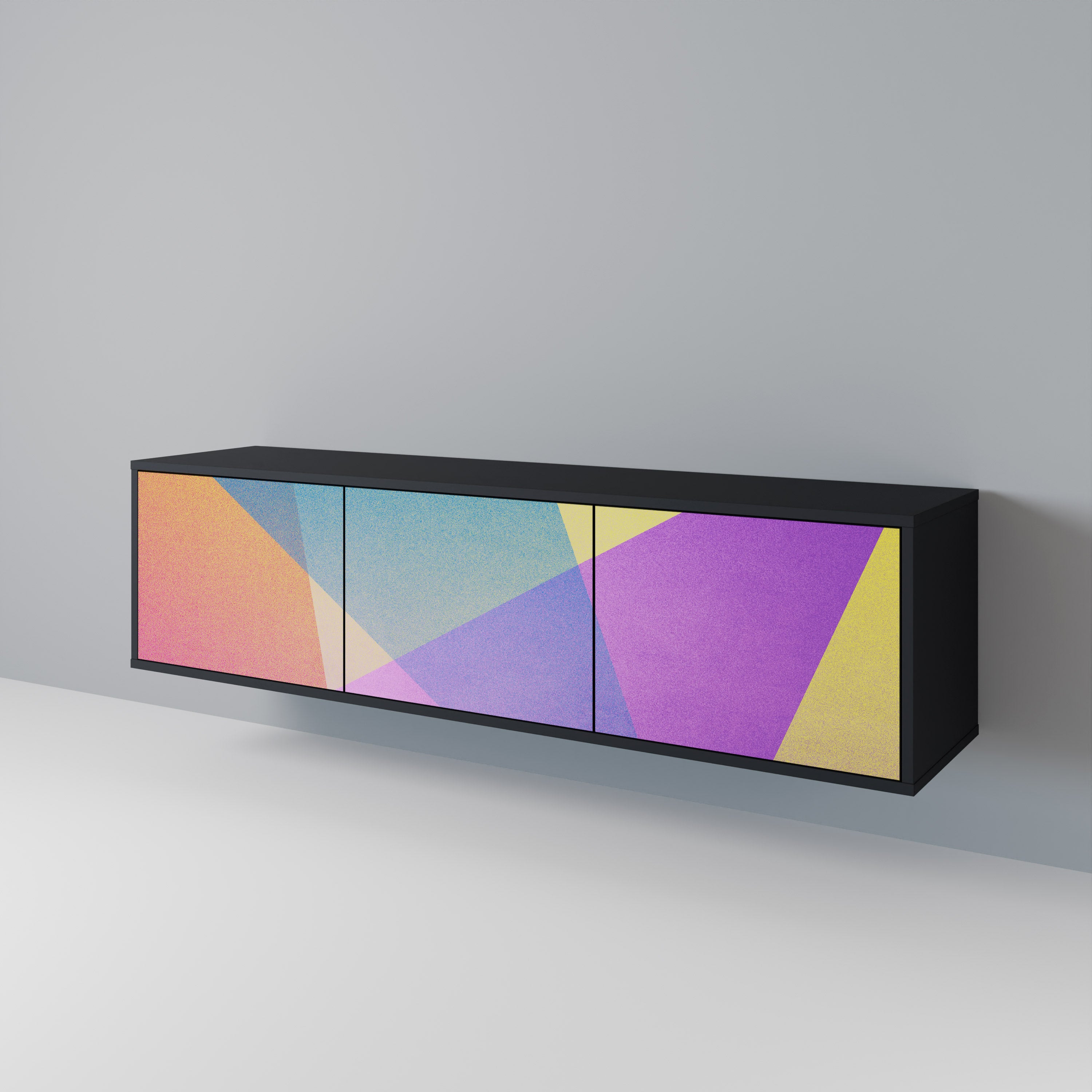Mueble de TV de 3 puertas BRIGHT GEOMETRY en acabado negro