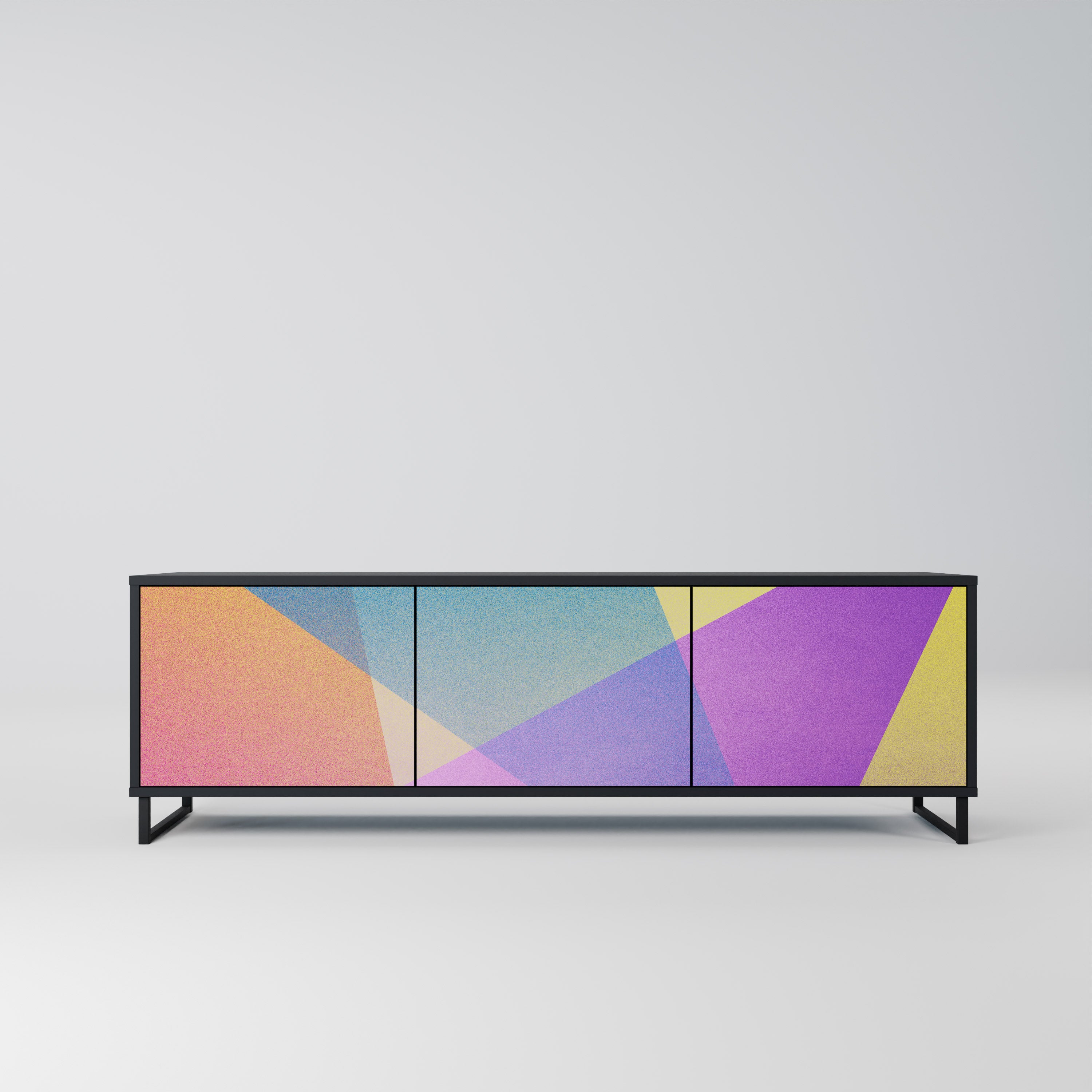 Mueble de TV de 3 puertas BRIGHT GEOMETRY en acabado negro