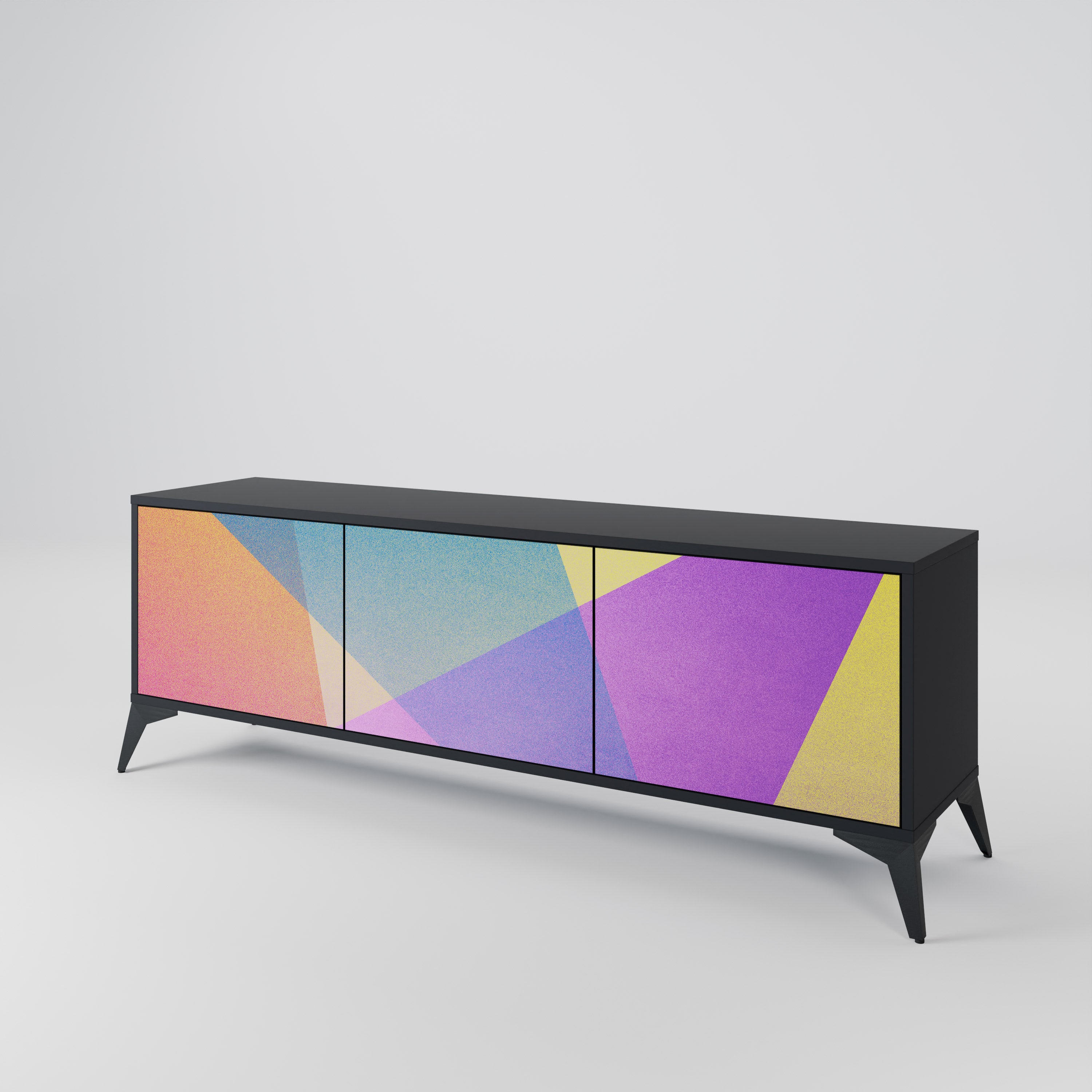 Mueble de TV de 3 puertas BRIGHT GEOMETRY en acabado negro