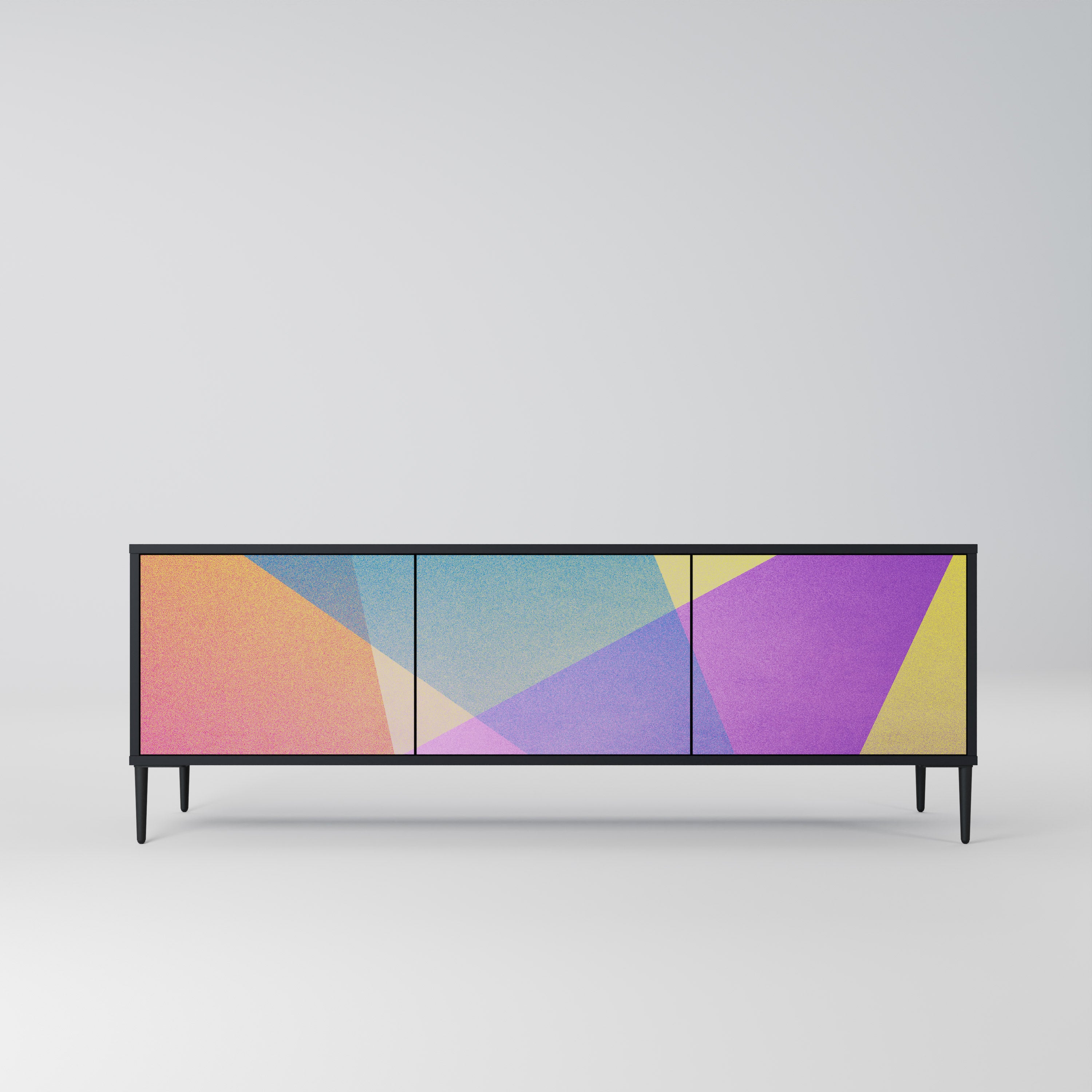 Mueble de TV de 3 puertas BRIGHT GEOMETRY en acabado negro