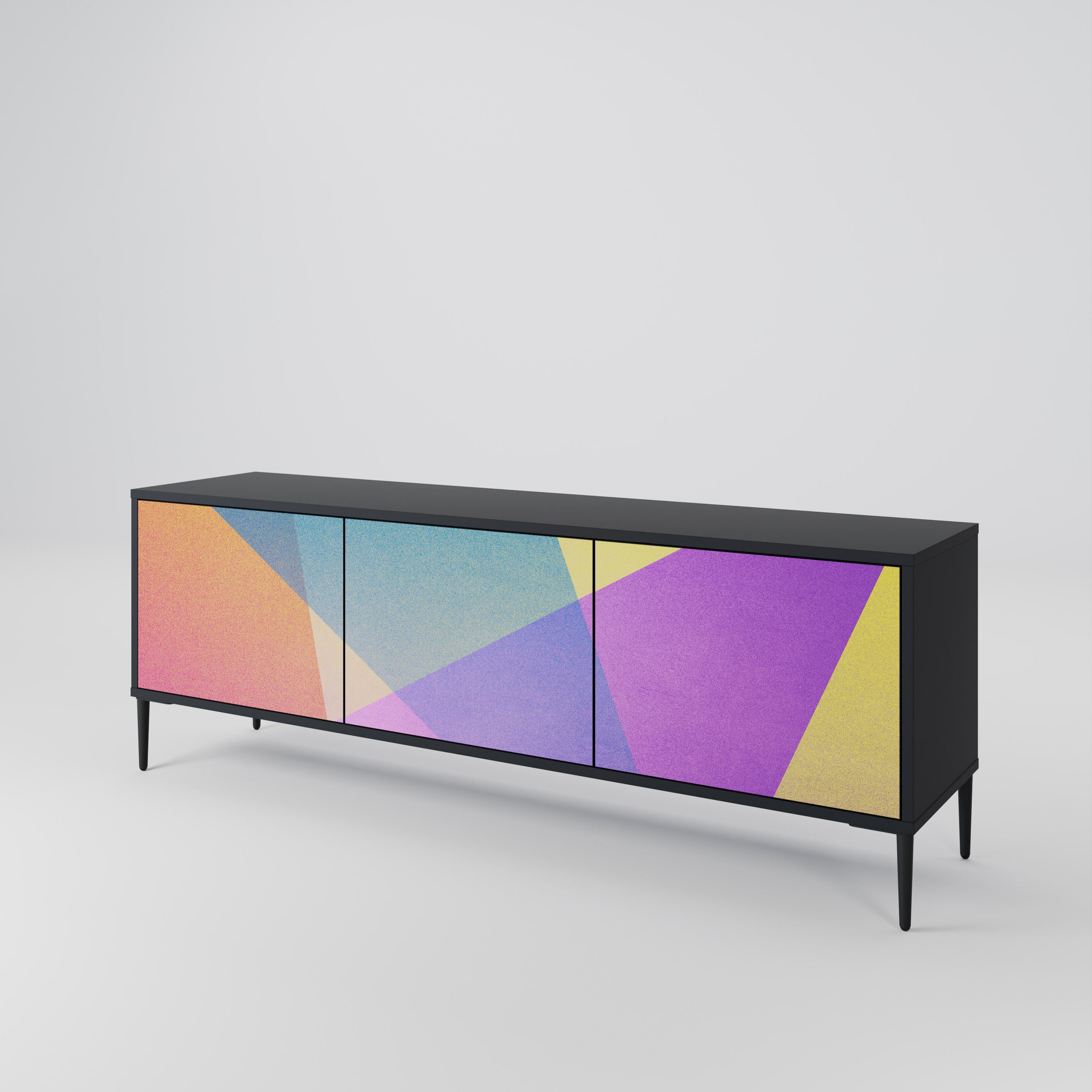 Mueble de TV de 3 puertas BRIGHT GEOMETRY en acabado negro
