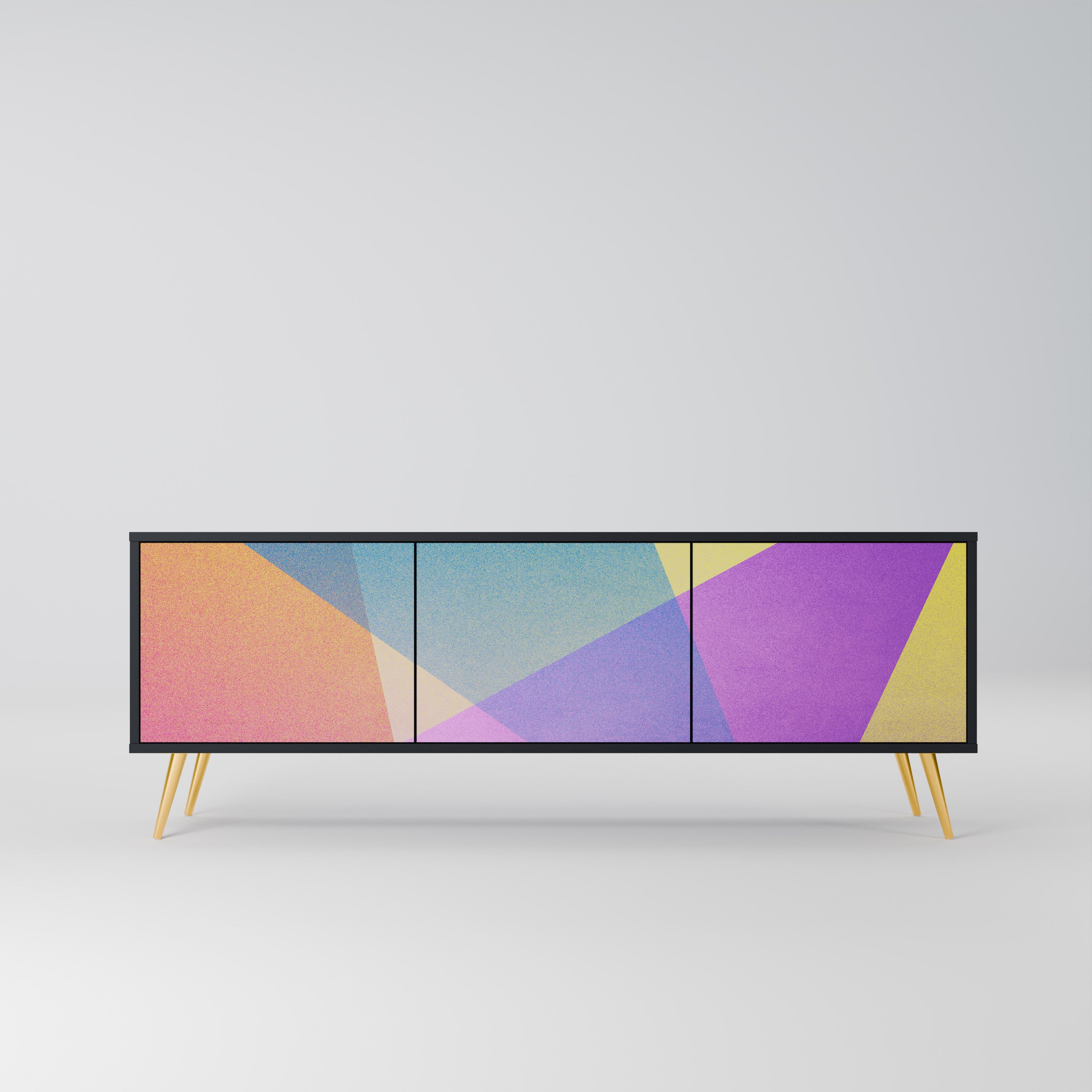 Mueble de TV de 3 puertas BRIGHT GEOMETRY en acabado negro