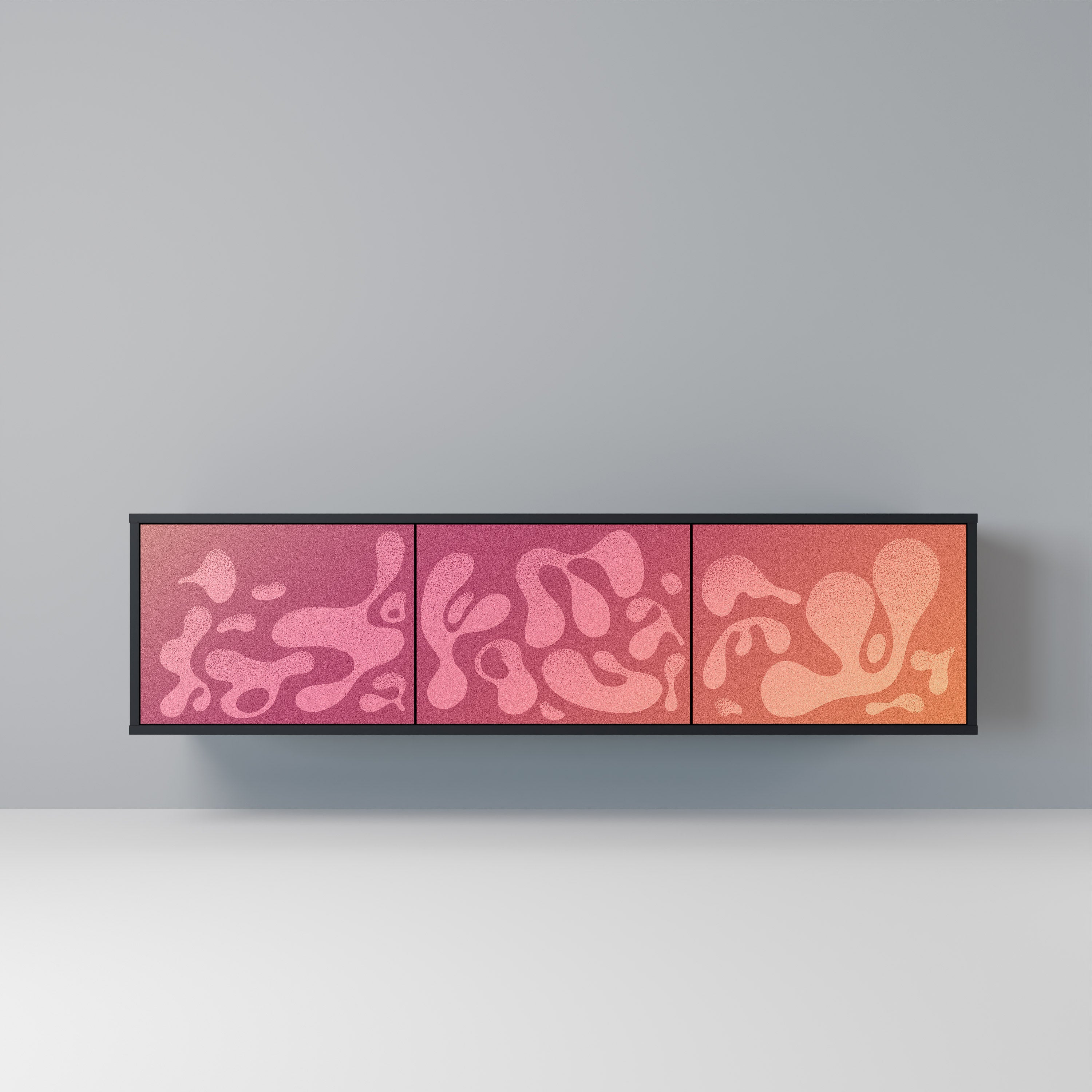 Mueble de TV IRREGULAR PINK de 3 puertas con acabado negro