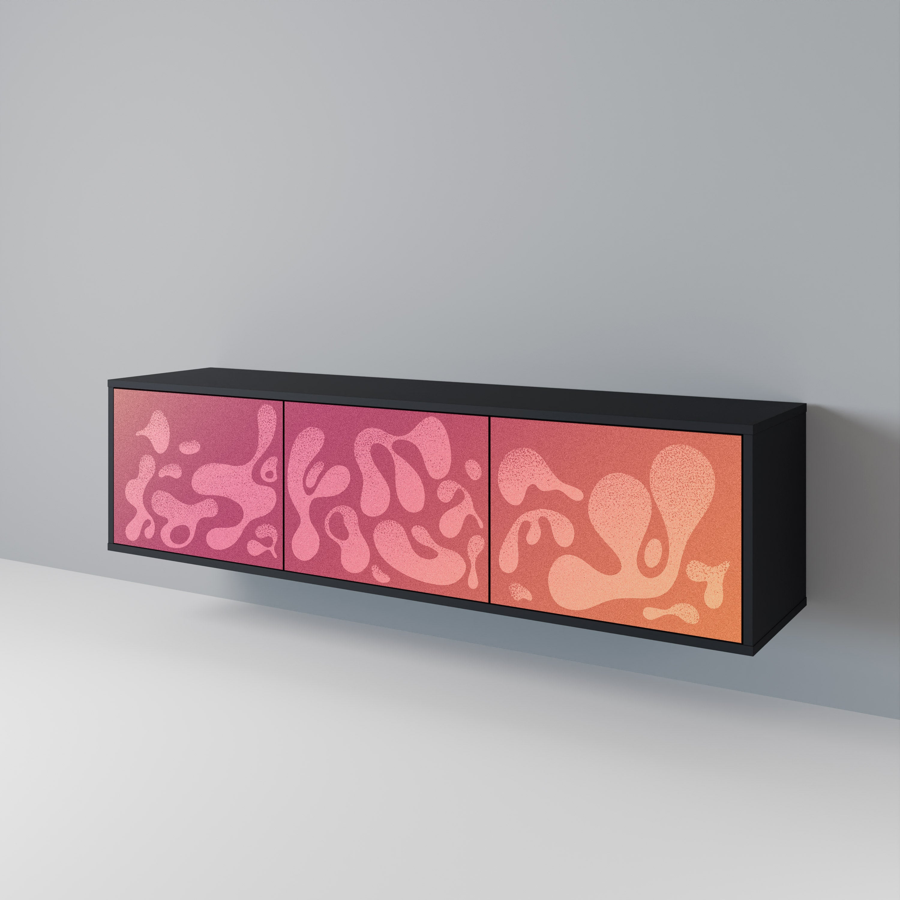 Mueble de TV IRREGULAR PINK de 3 puertas con acabado negro