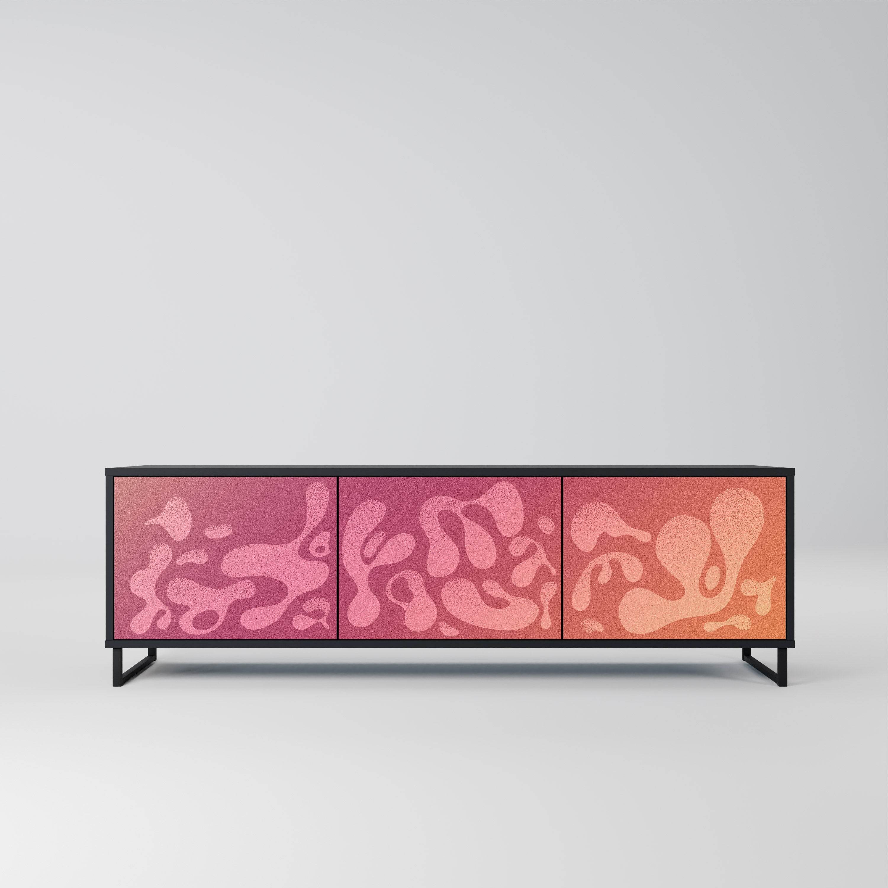 Mueble de TV IRREGULAR PINK de 3 puertas con acabado negro