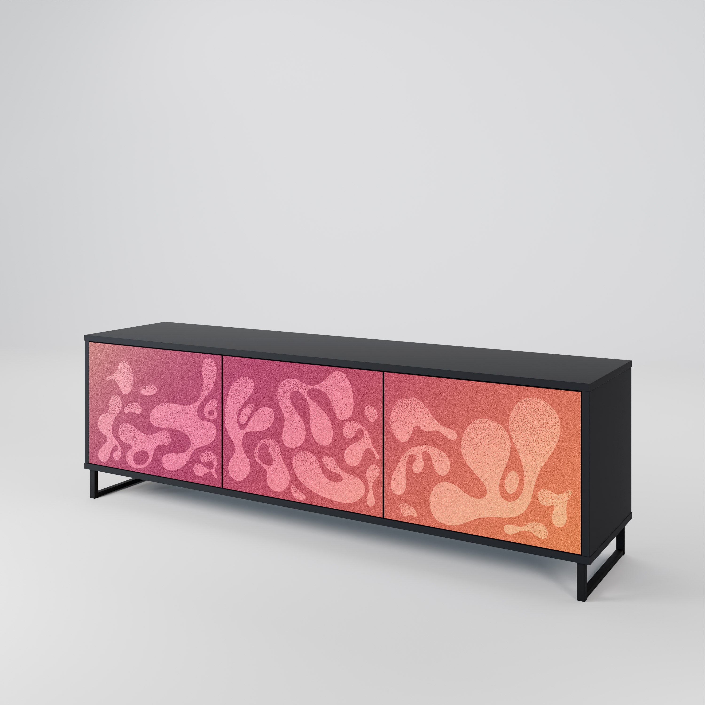 Mueble de TV IRREGULAR PINK de 3 puertas con acabado negro