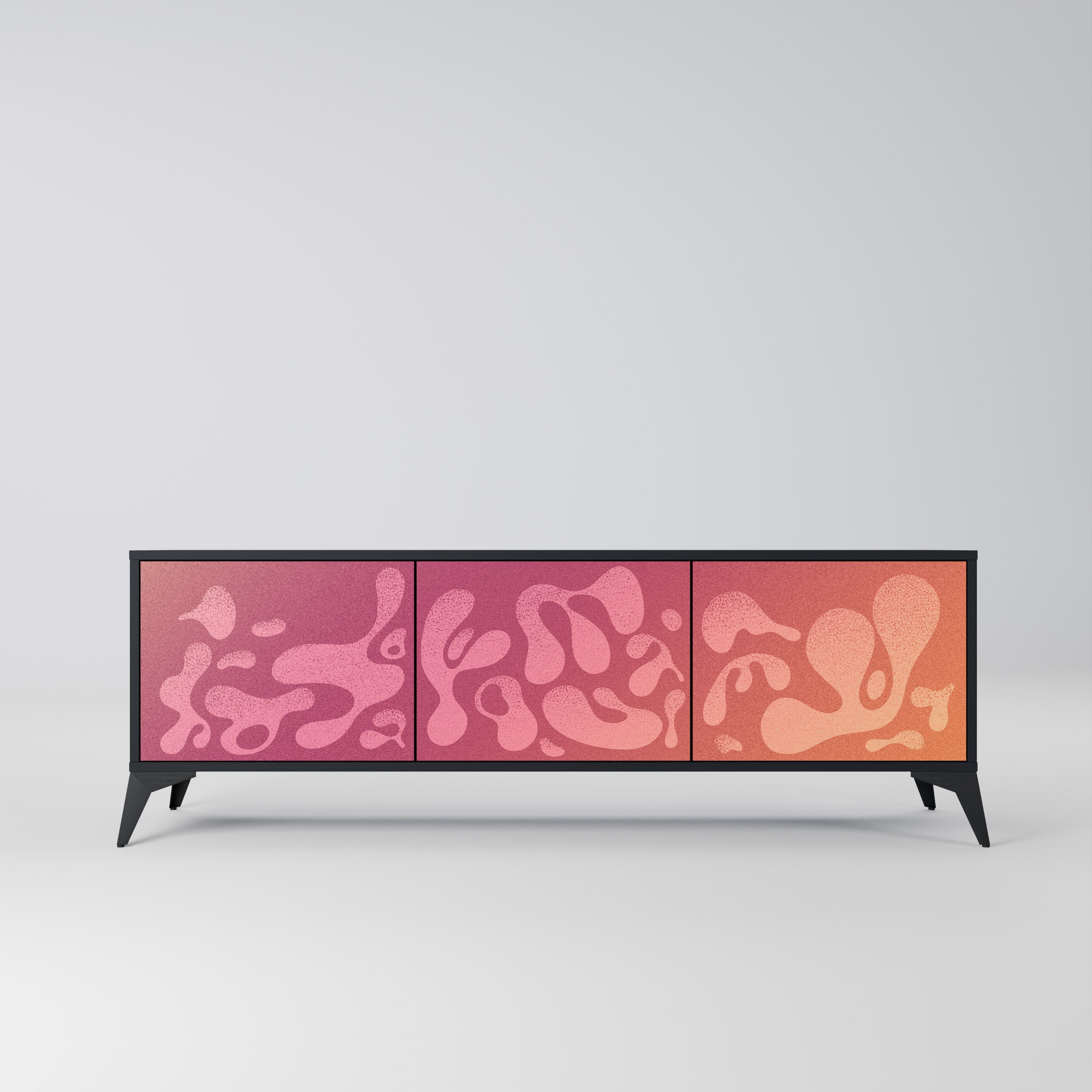 Mueble de TV IRREGULAR PINK de 3 puertas con acabado negro