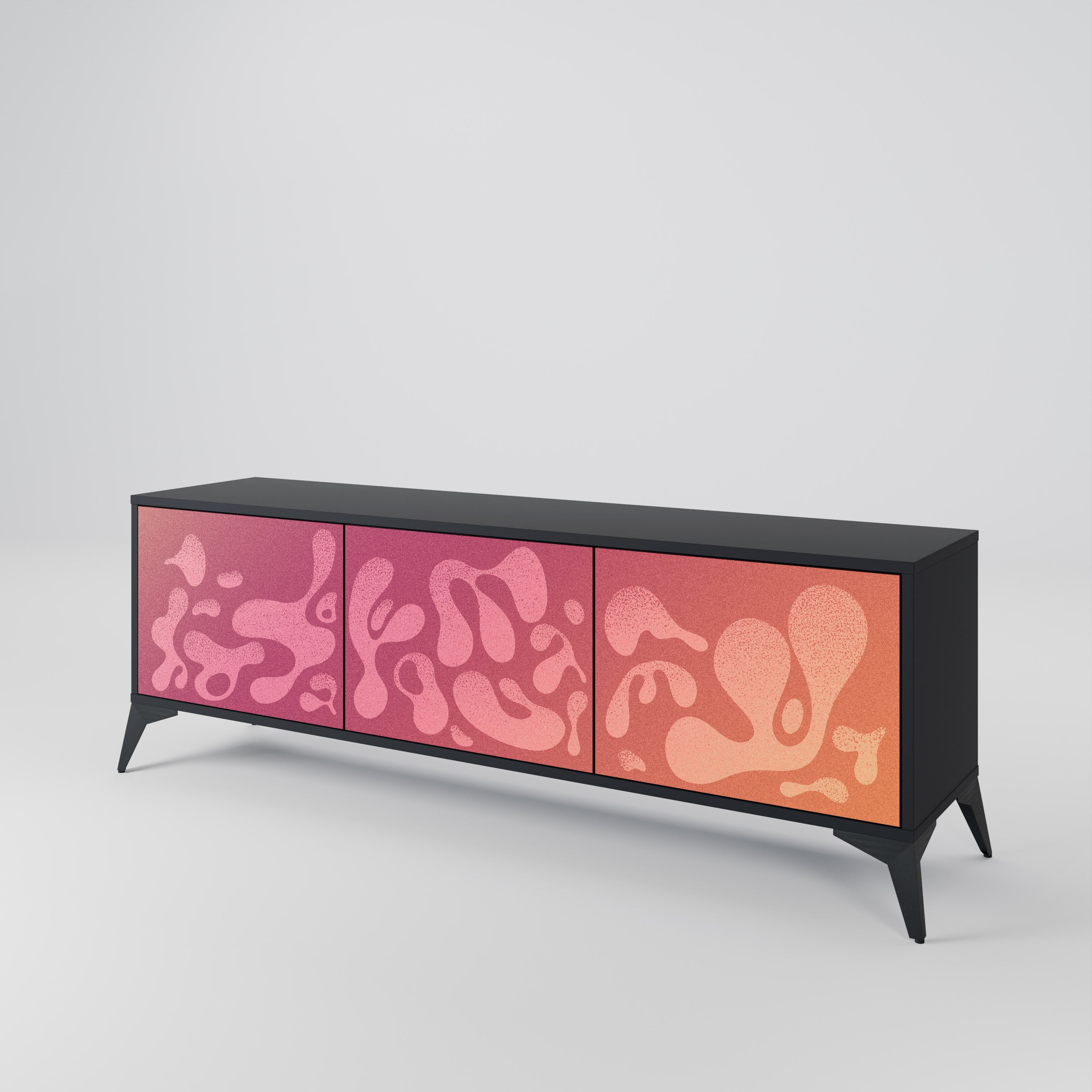 Mueble de TV IRREGULAR PINK de 3 puertas con acabado negro