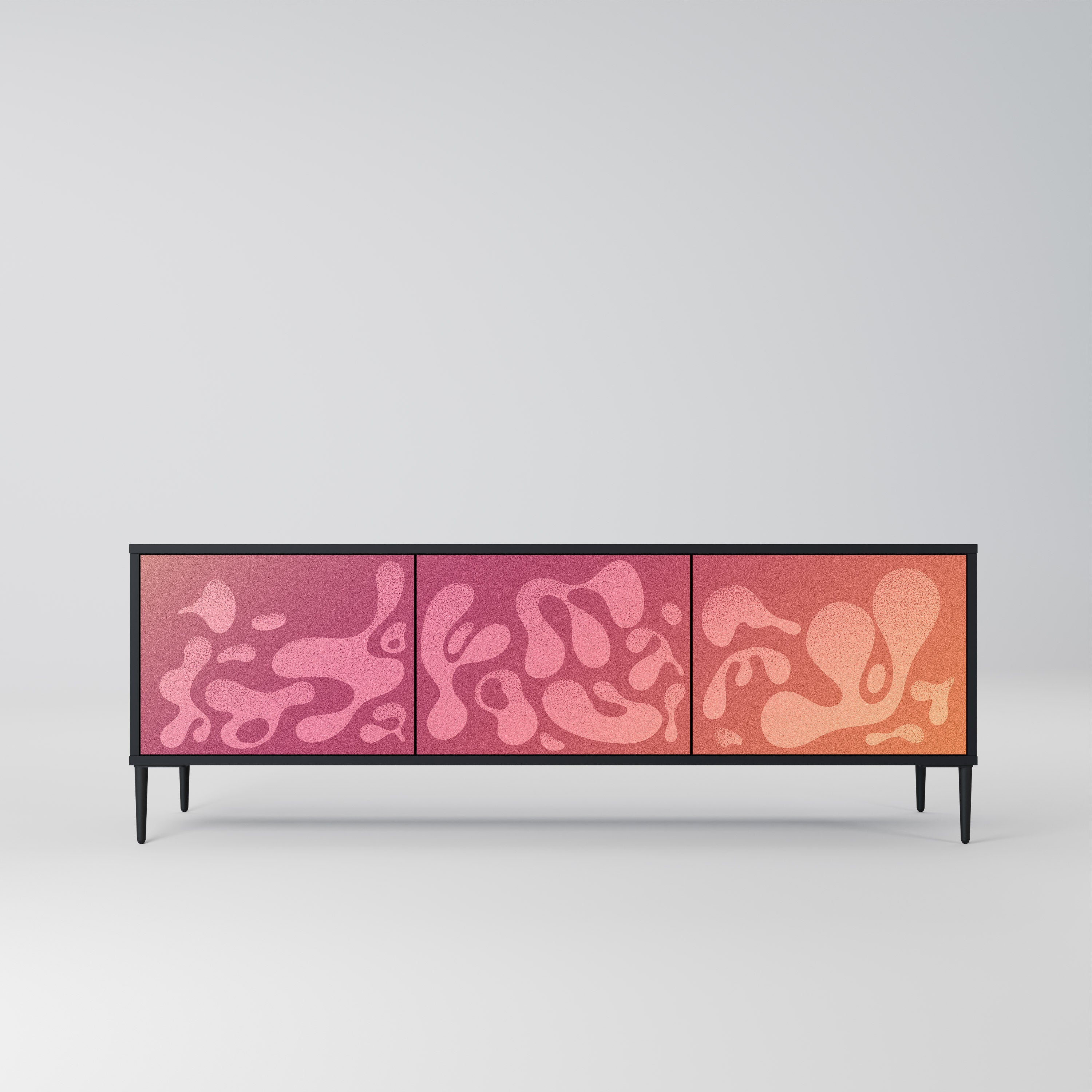 Mueble de TV IRREGULAR PINK de 3 puertas con acabado negro