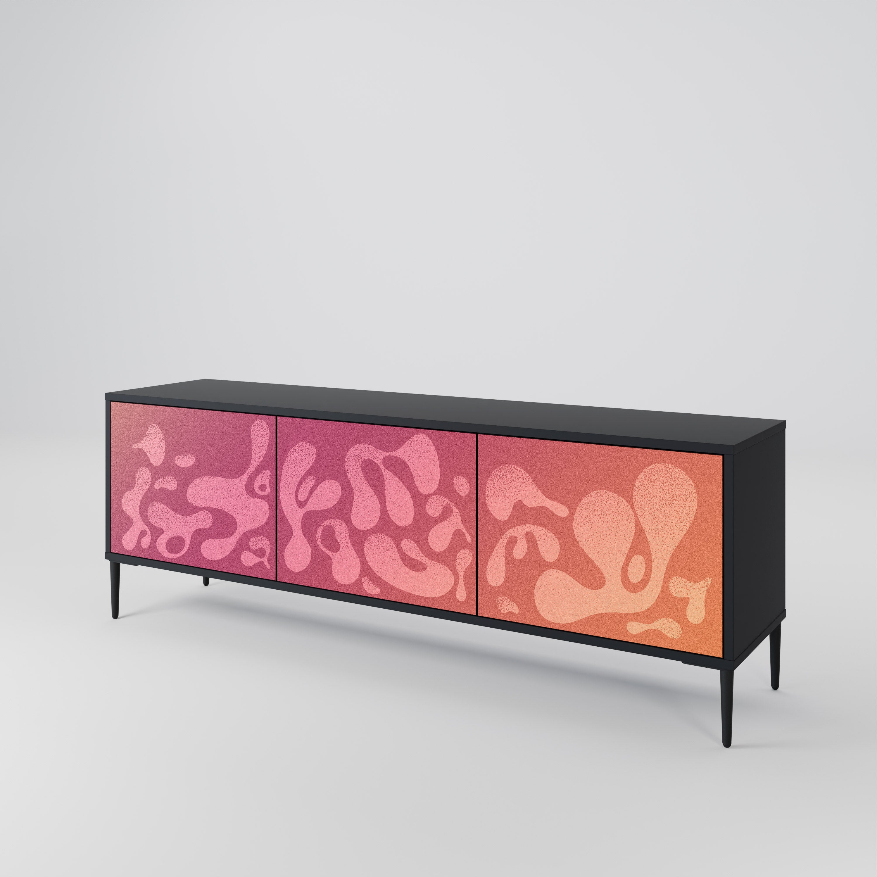 Mueble de TV IRREGULAR PINK de 3 puertas con acabado negro