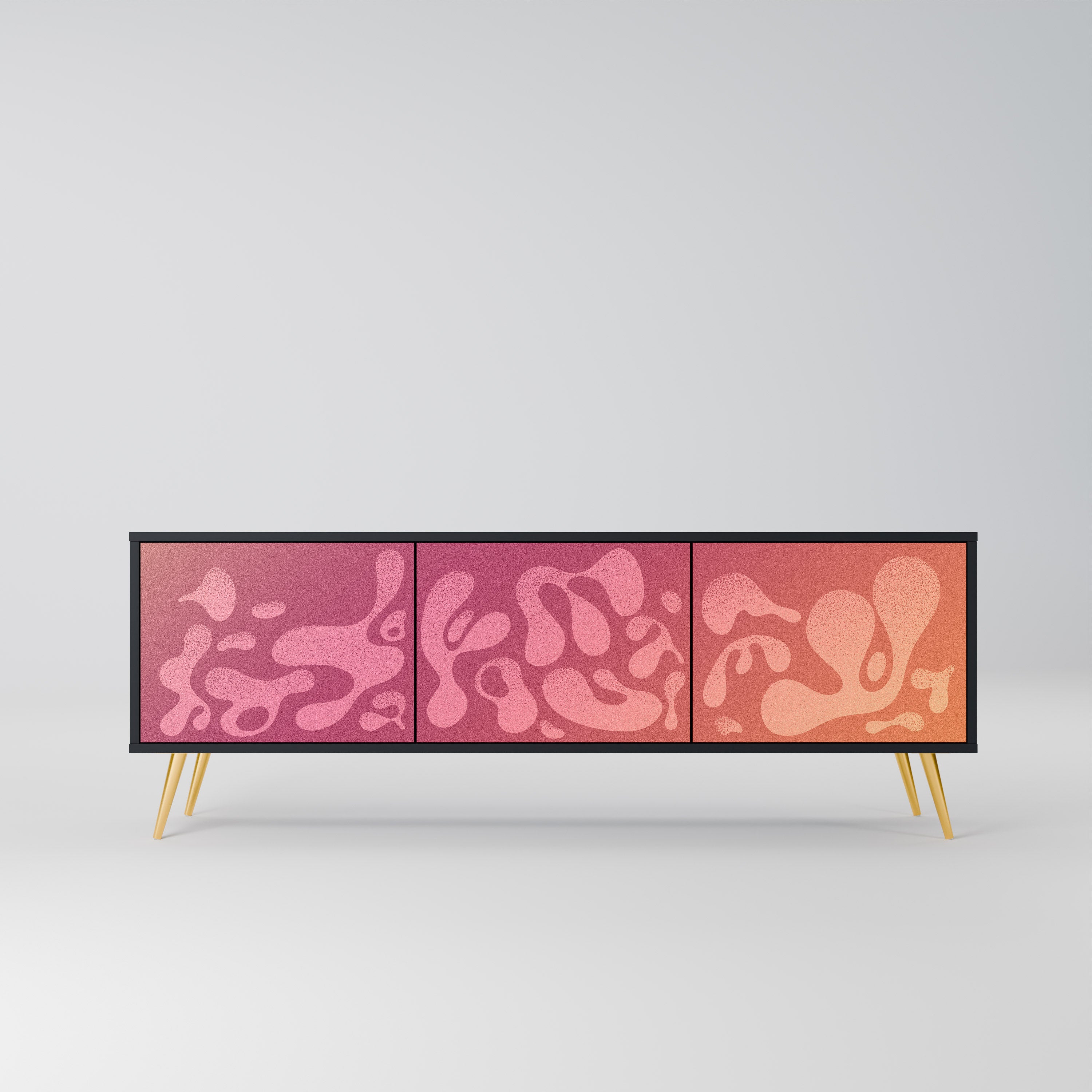 Mueble de TV IRREGULAR PINK de 3 puertas con acabado negro