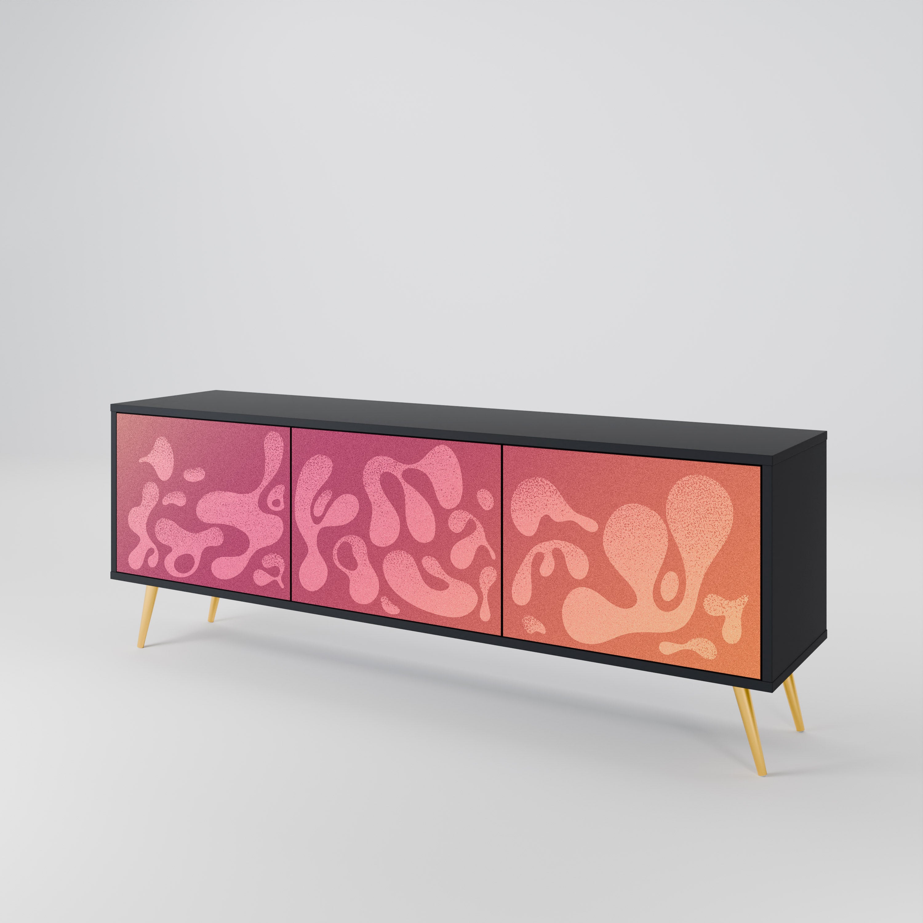 Mueble de TV IRREGULAR PINK de 3 puertas con acabado negro