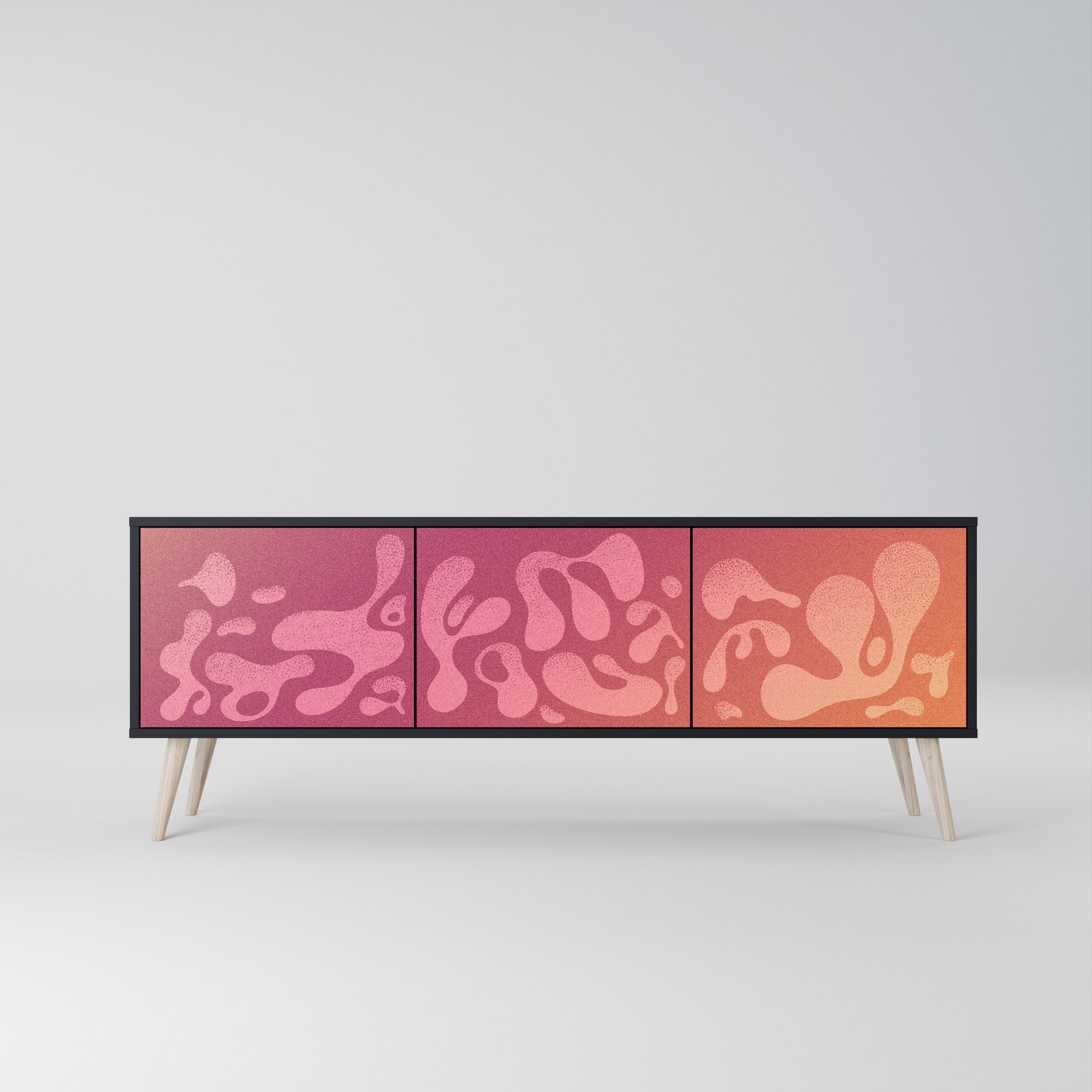 Mueble de TV IRREGULAR PINK de 3 puertas con acabado negro