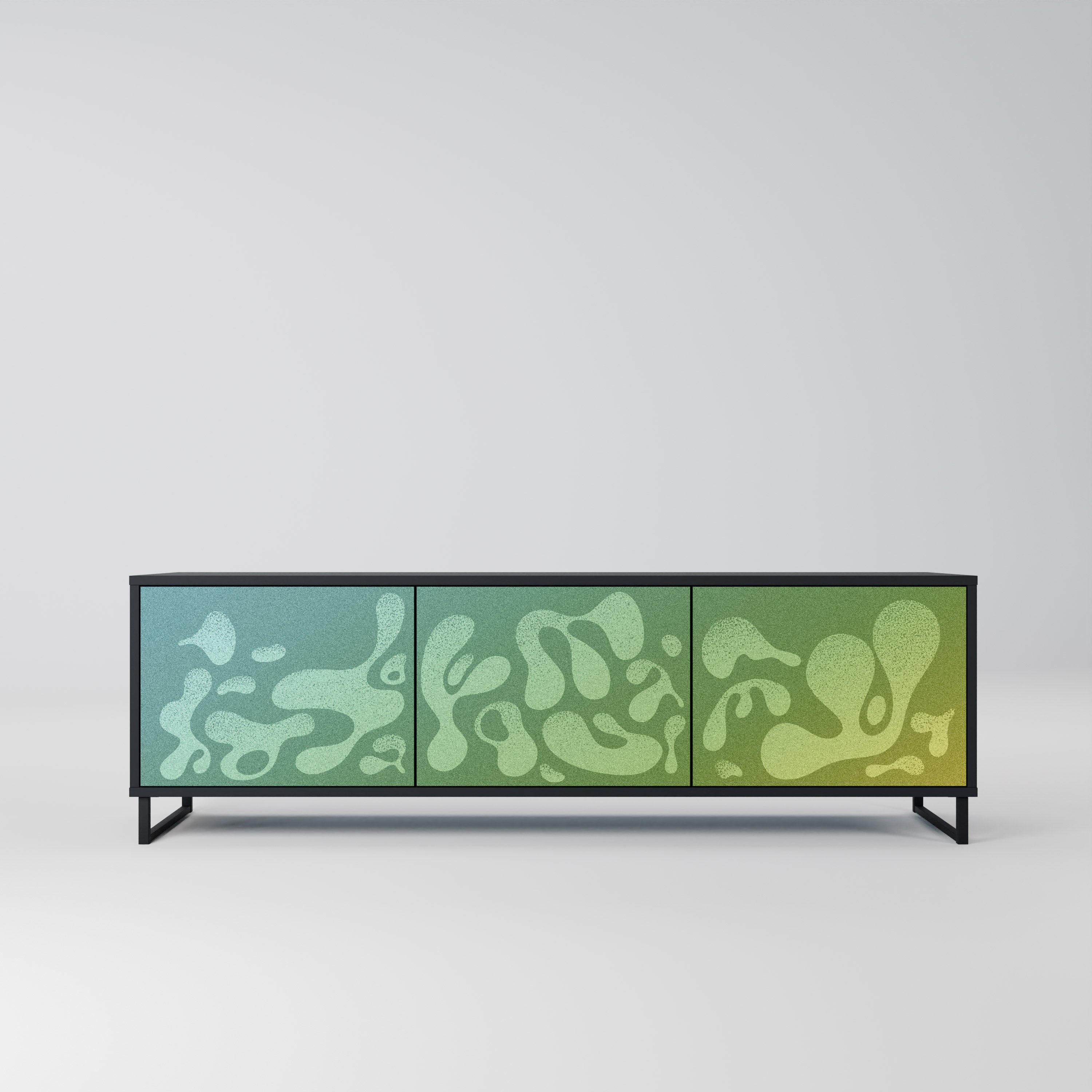 Mueble de TV IRREGULAR BLUE de 3 puertas con acabado negro