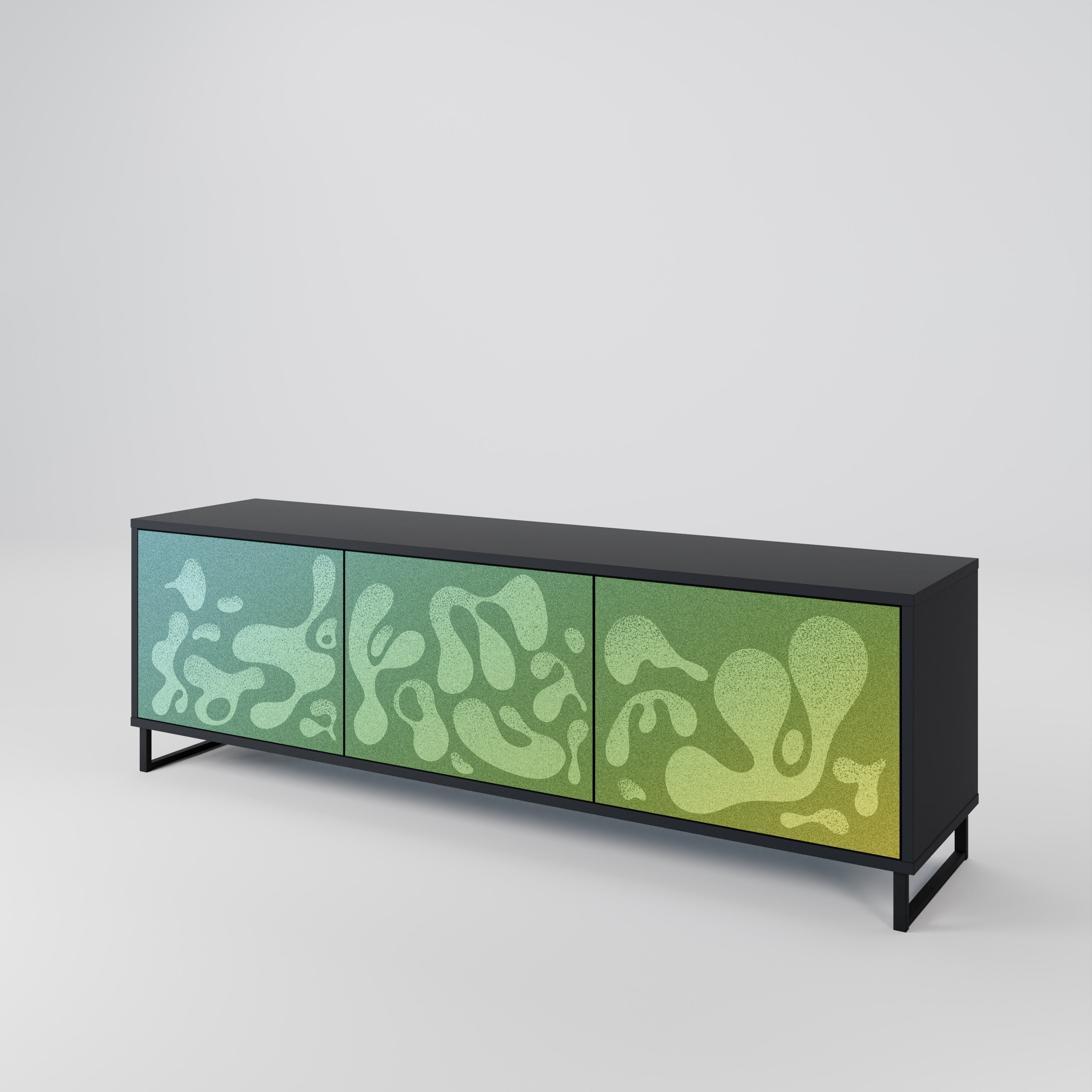 Mueble de TV IRREGULAR BLUE de 3 puertas con acabado negro