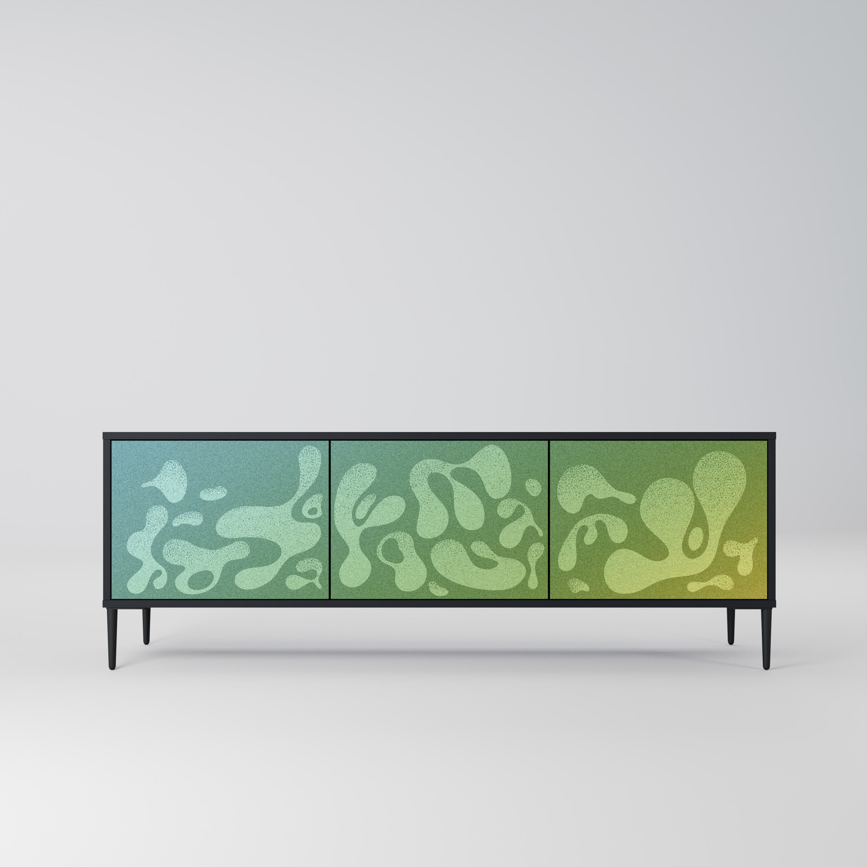 Mueble de TV IRREGULAR BLUE de 3 puertas con acabado negro