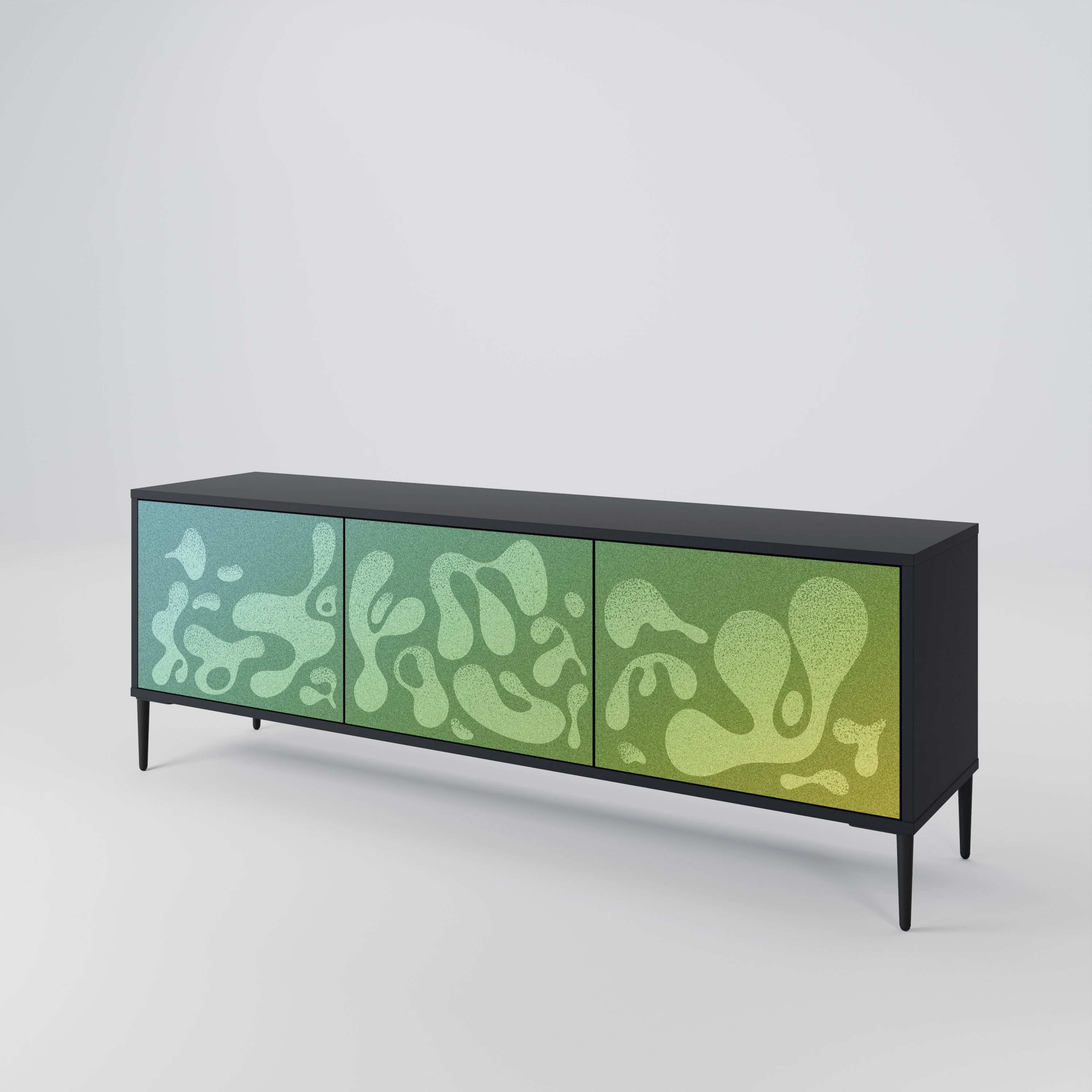 Mueble de TV IRREGULAR BLUE de 3 puertas con acabado negro