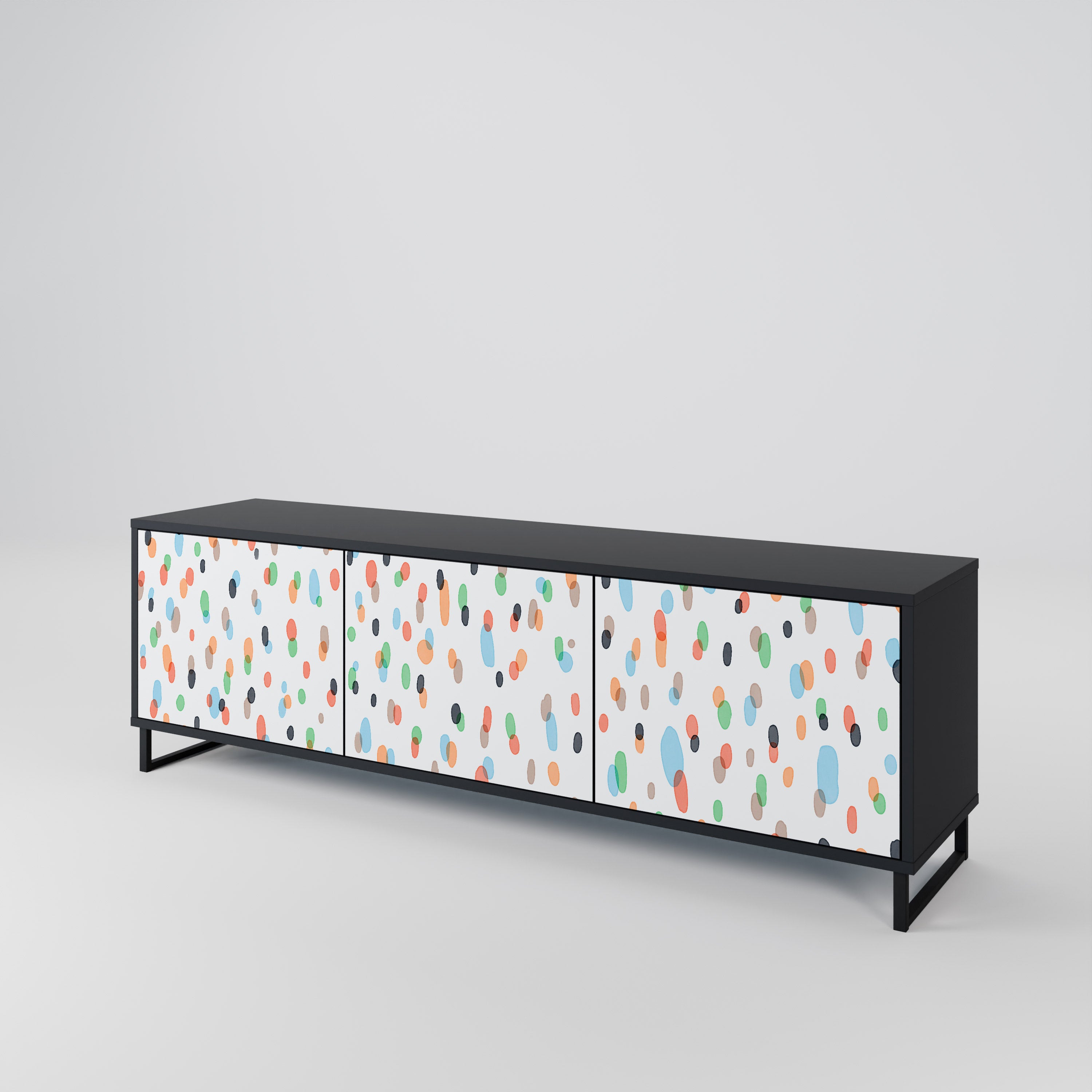 Mueble de TV de 3 puertas ENERGETIC SPOTS en acabado negro
