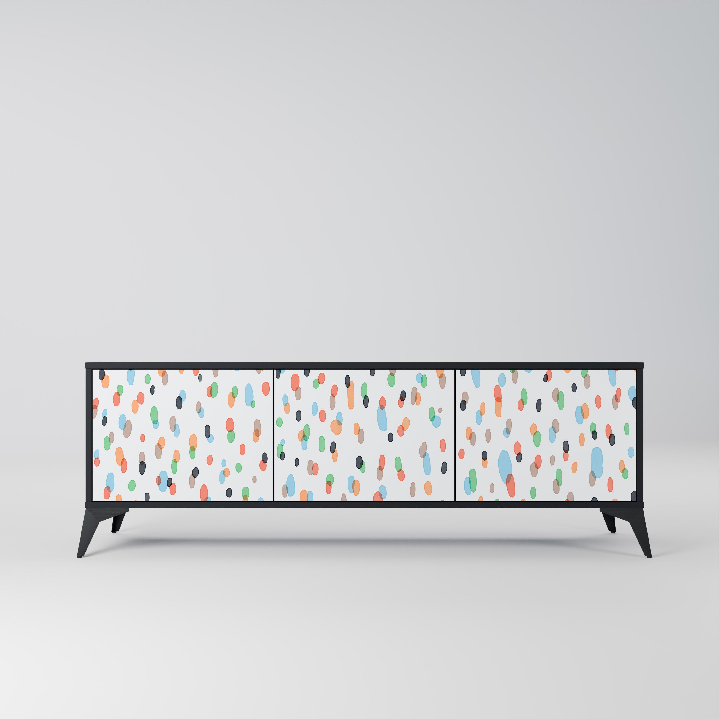 Mueble de TV de 3 puertas ENERGETIC SPOTS en acabado negro