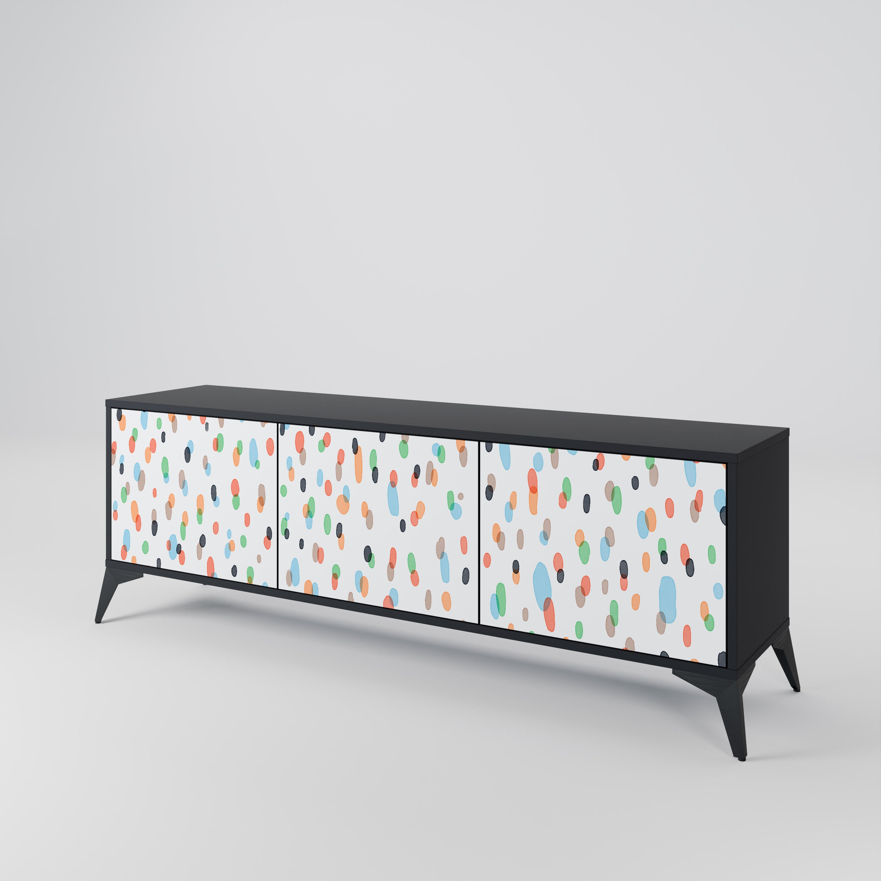 Mueble de TV de 3 puertas ENERGETIC SPOTS en acabado negro