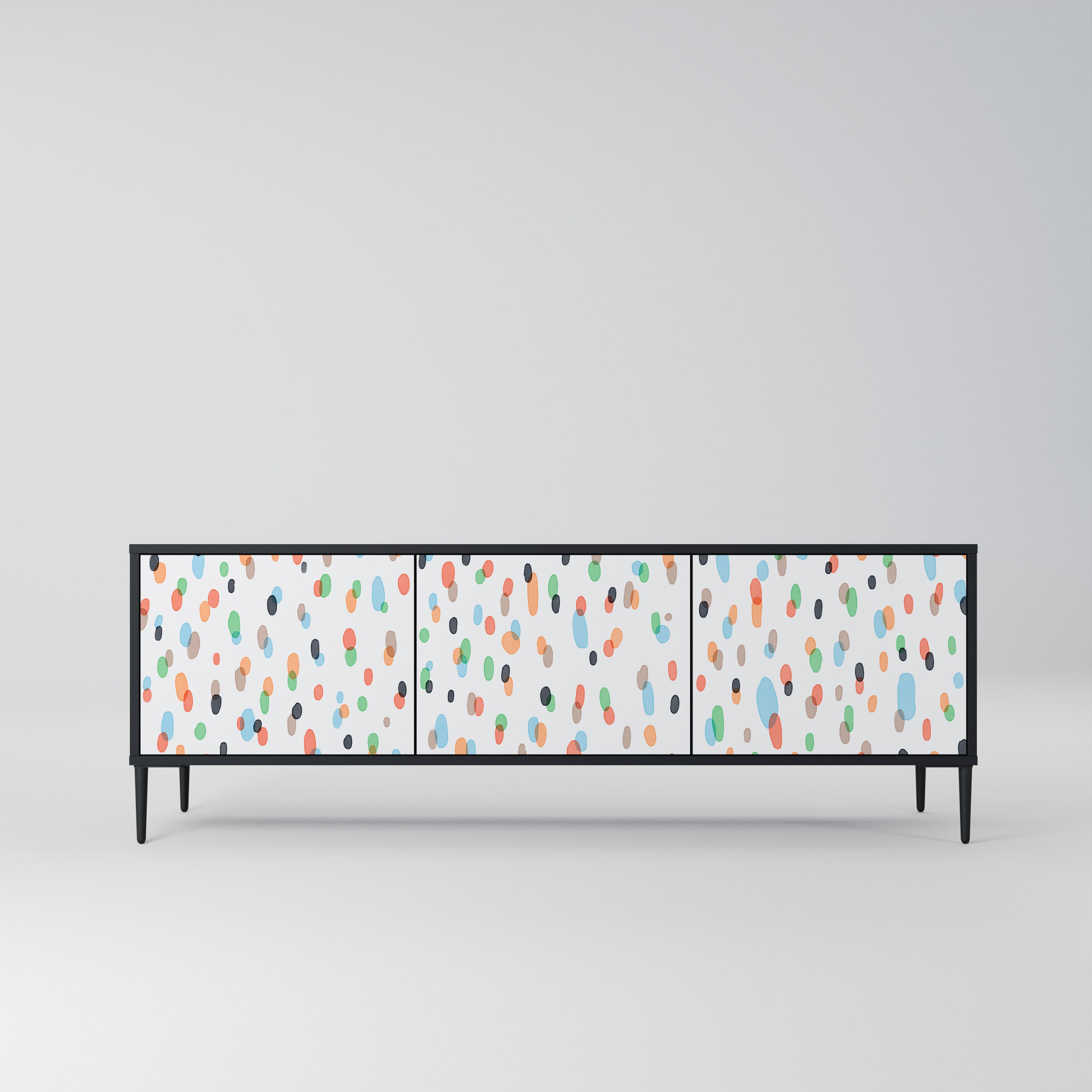 Mueble de TV de 3 puertas ENERGETIC SPOTS en acabado negro